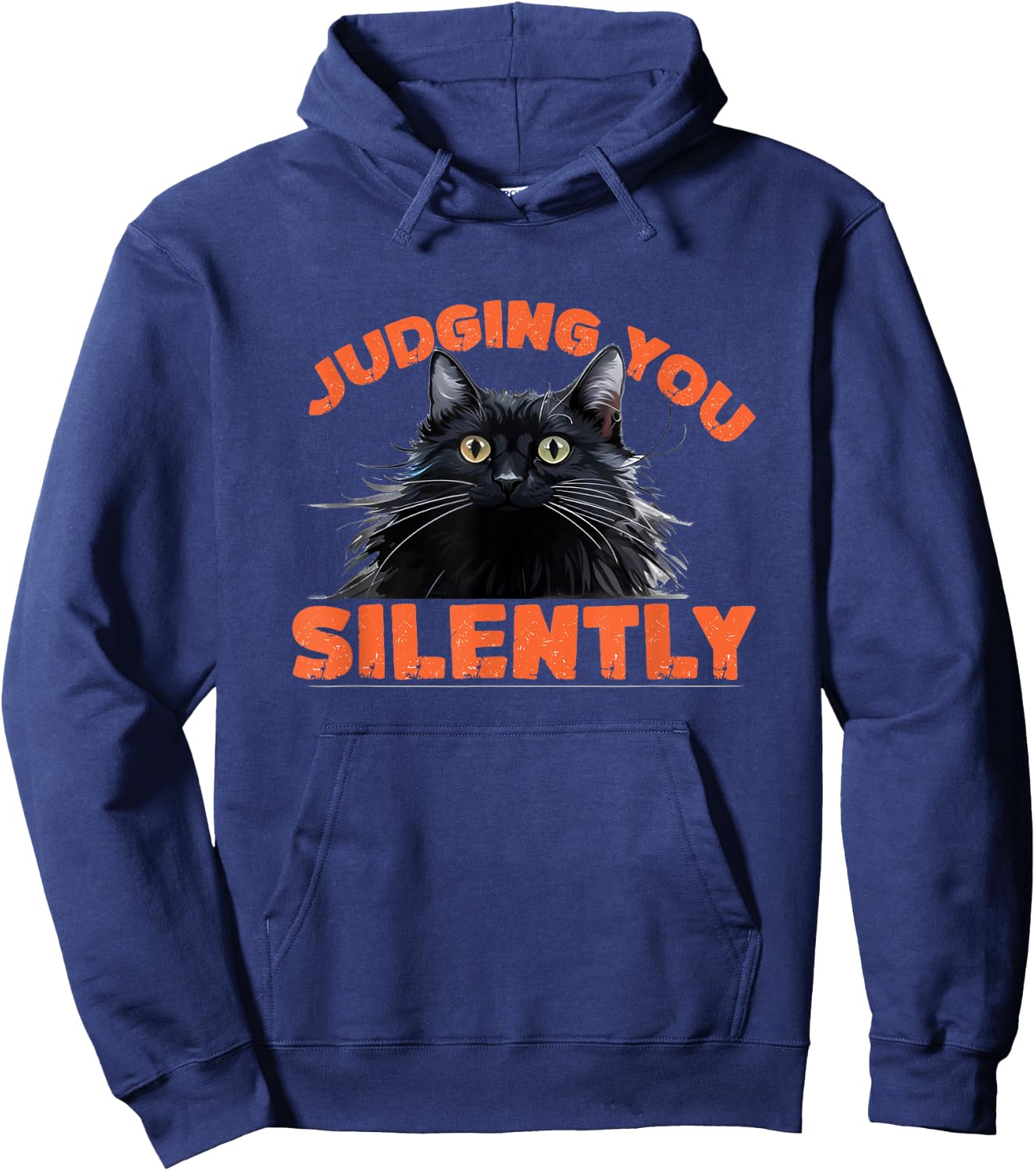 Vintage Funny Cat Judging You Silently Cat Hoodie - Hoodie | Navy