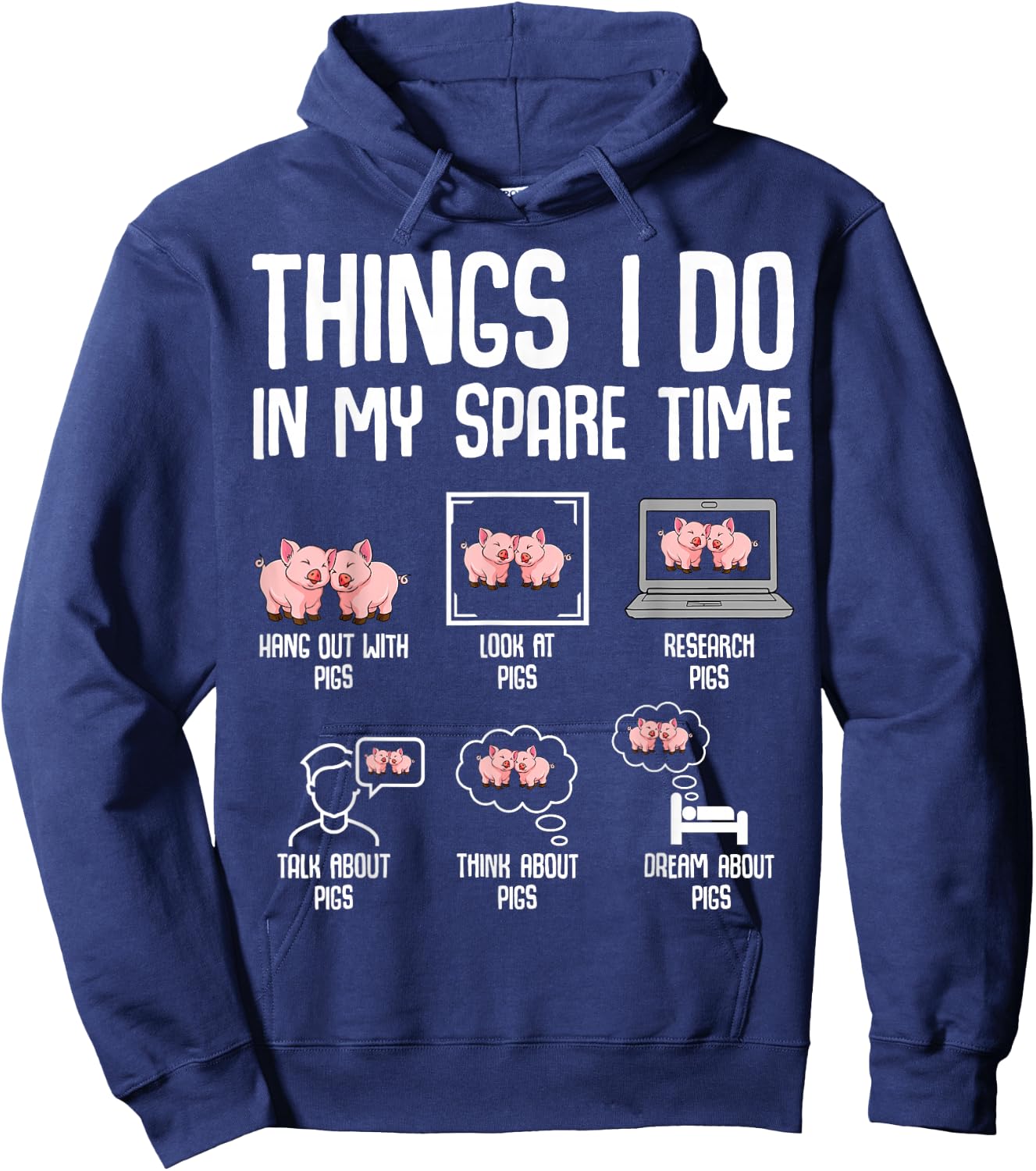 Pig Things I Do in My Spare Time Women Kids Hoodie - Hoodie | Navy