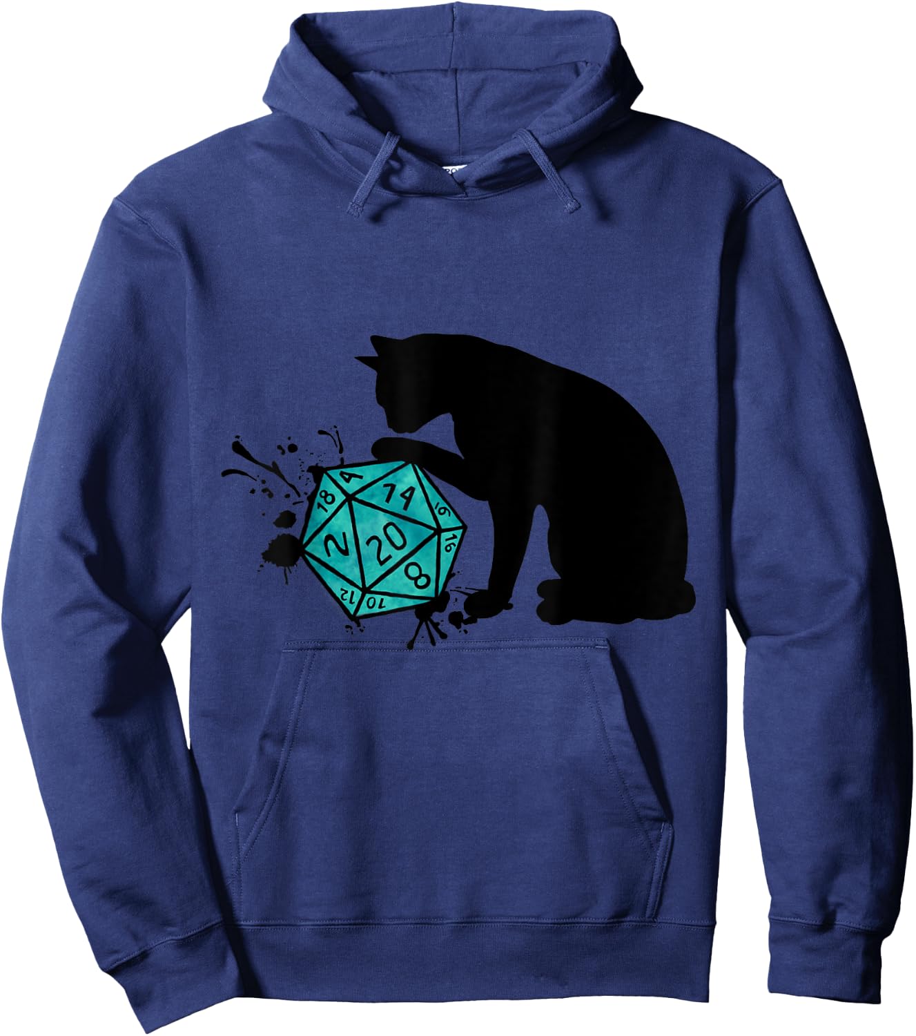 Nerdy Cat with D20 Cube - Cat Lovers Hoodie - Hoodie | Navy
