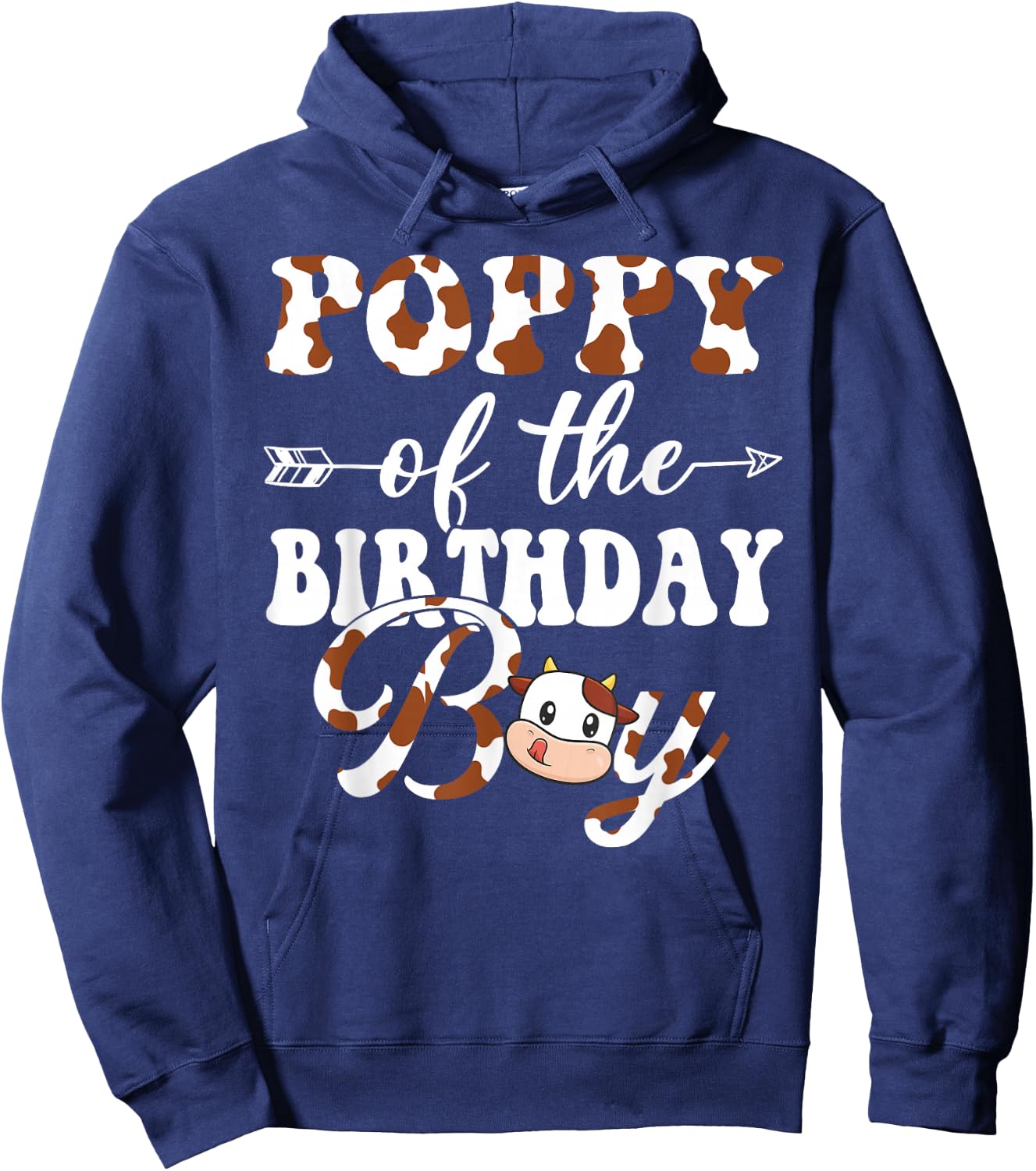 Poppy of The Birthday Boy Farm Cow Bday Party Hoodie - Hoodie | Navy