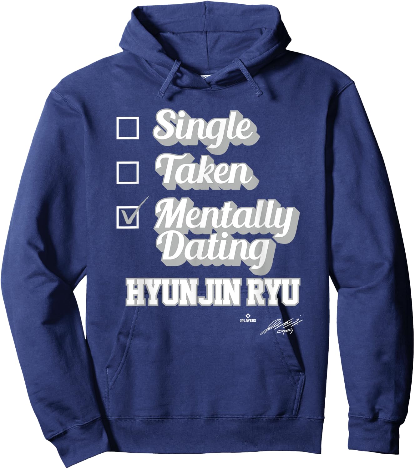 Single Taken Mentally Dating Hyun-Jin Ryu Hoodie - Hoodie | Navy