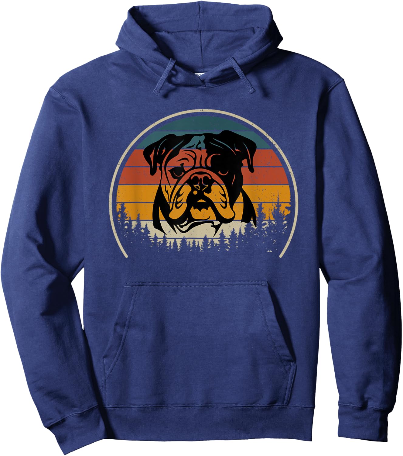 English Bulldog Retro Hoodie - Hoodie | Navy