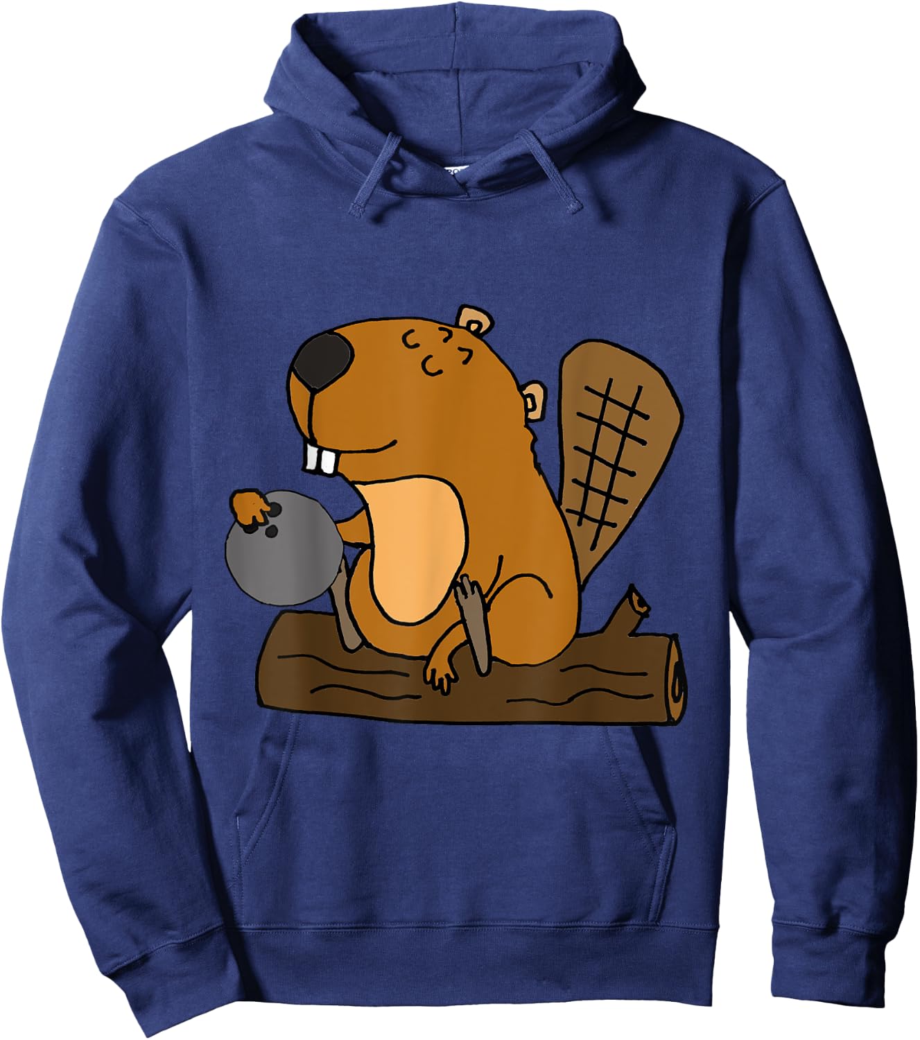 SmileteesAnim Funny Beaver Bowling Cartoon Hoodie - Hoodie | Navy