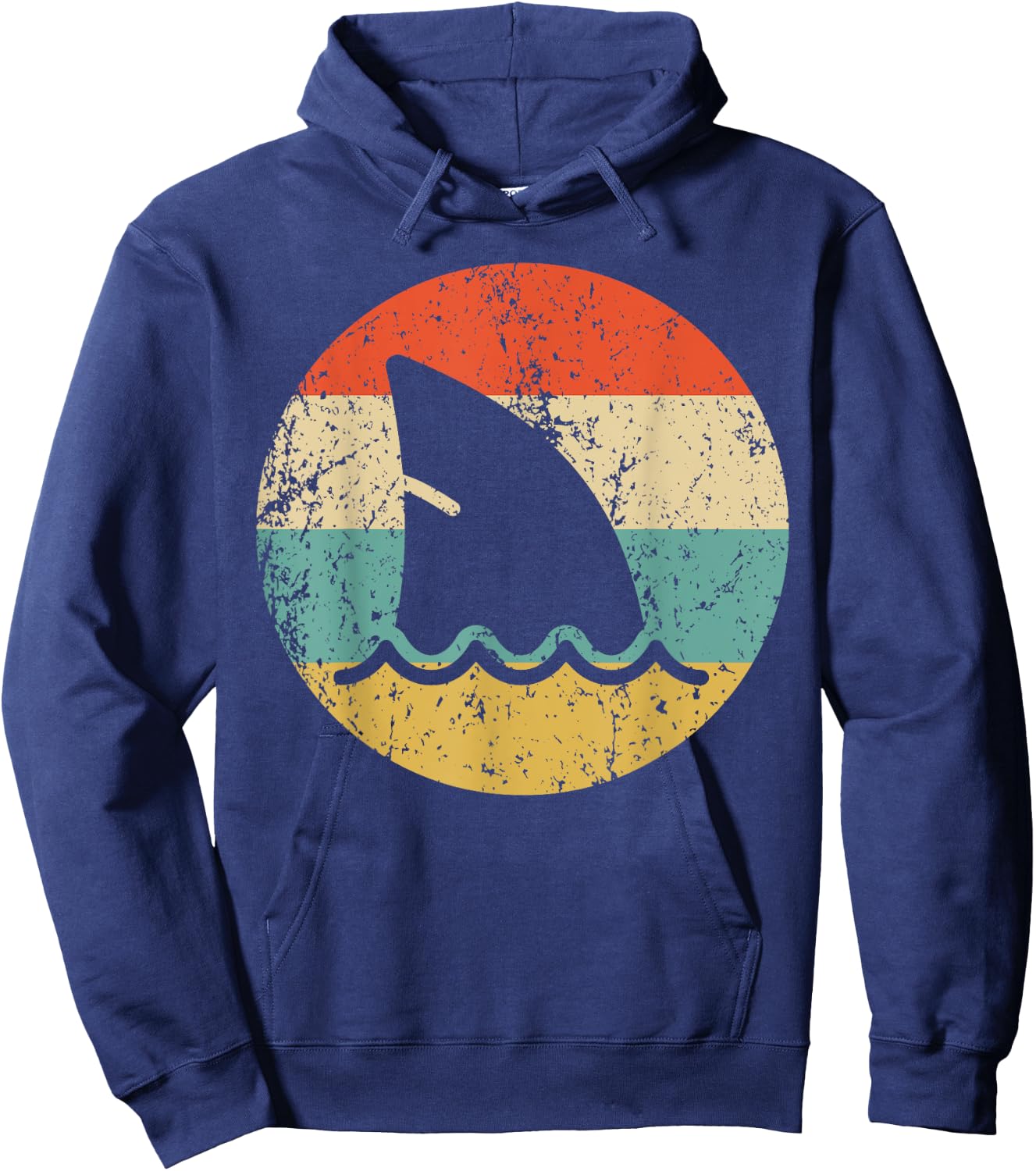 Shark Fin Retro Style Shark Hoodie - Hoodie | Navy