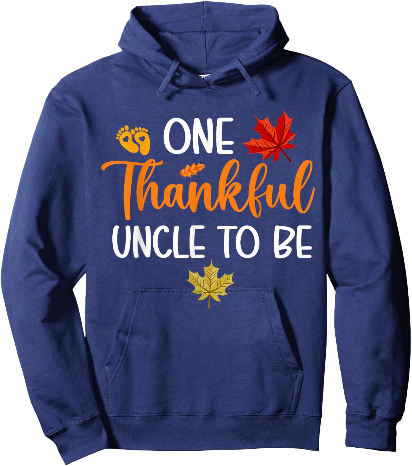 Thanksgiving Pregnancy Announcement Family Outfits One Thankful Uncle To Be Black Women's Small Modern Classic Thanksgiving Letter Print Hoodie - Hoodie | Navy