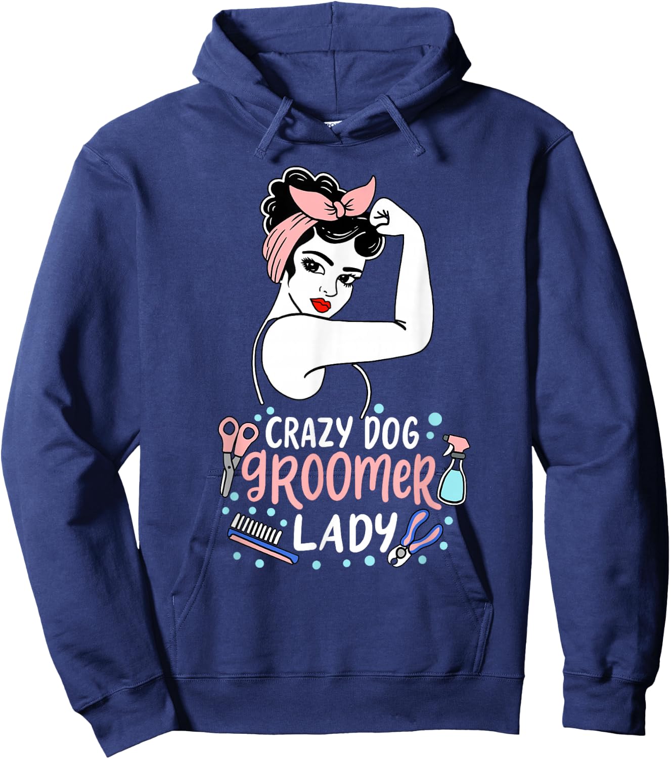 Cute Dog Groomer Lady Funny Puppy Stylist Hoodie - Hoodie | Navy