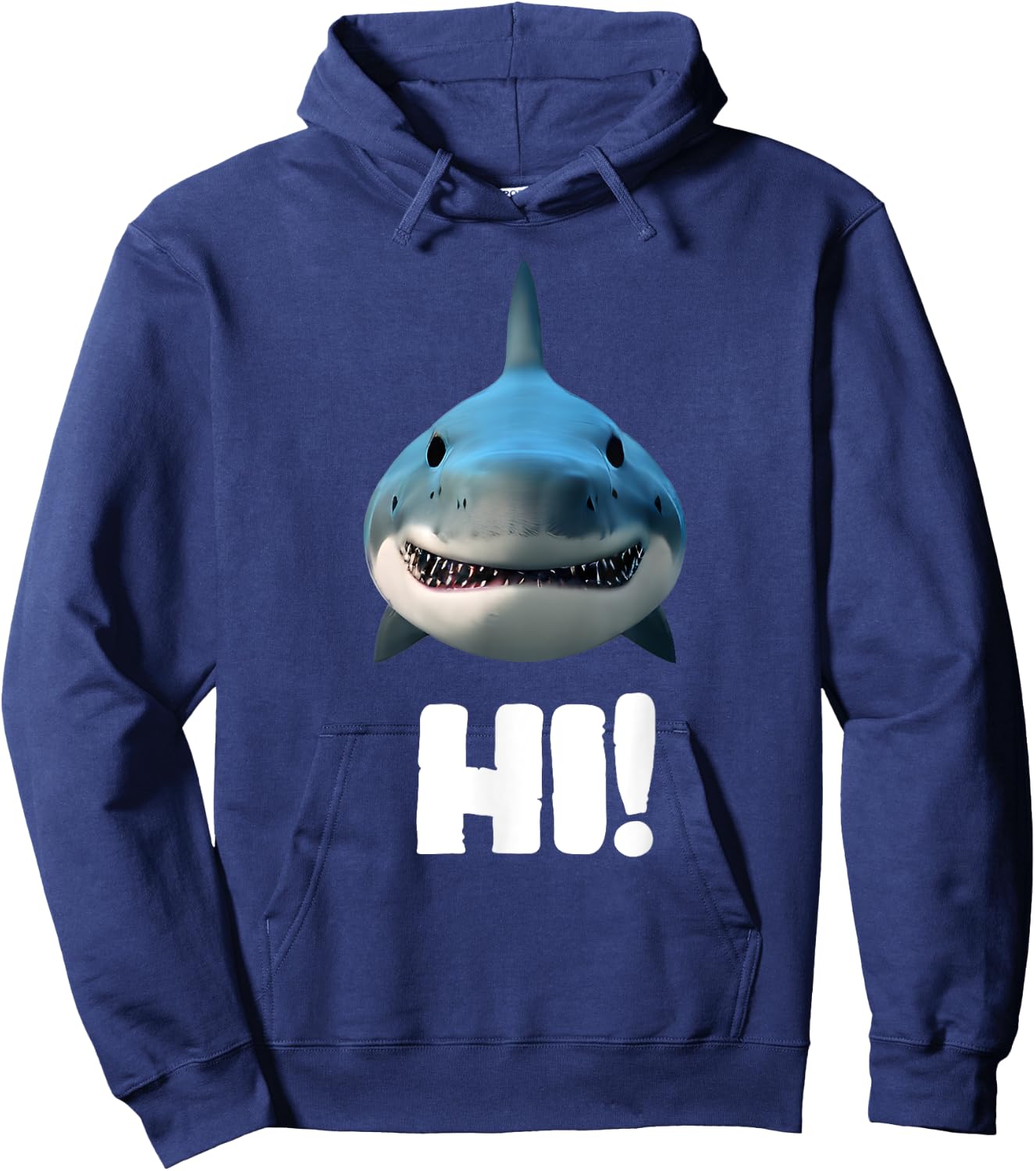 Hai Hi Funny Saying Shark Hi Fun Funny , black Hoodie - Hoodie | Navy