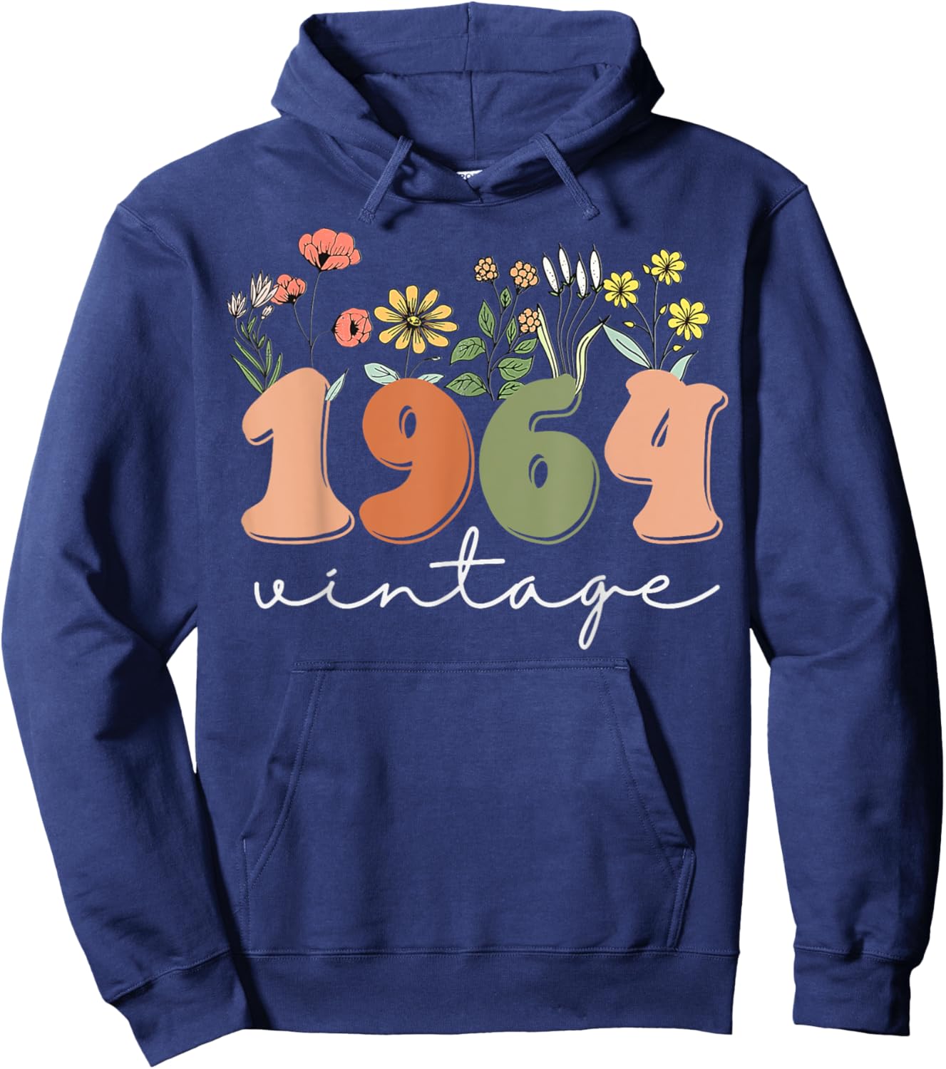 Vintage 1964 Wildflower Retro 60 Birthday Hoodie - Hoodie | Navy