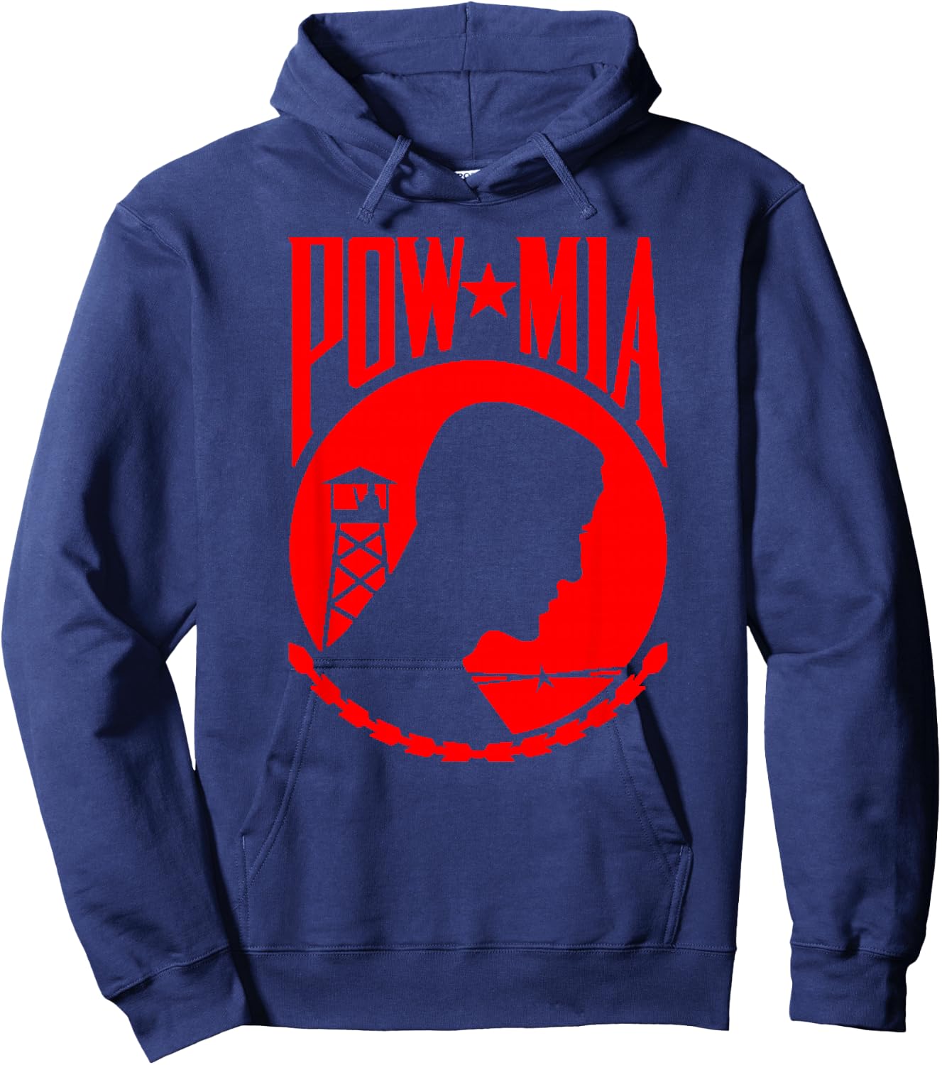 POW MIA POWMIA Red Design Hoodie - Hoodie | Navy