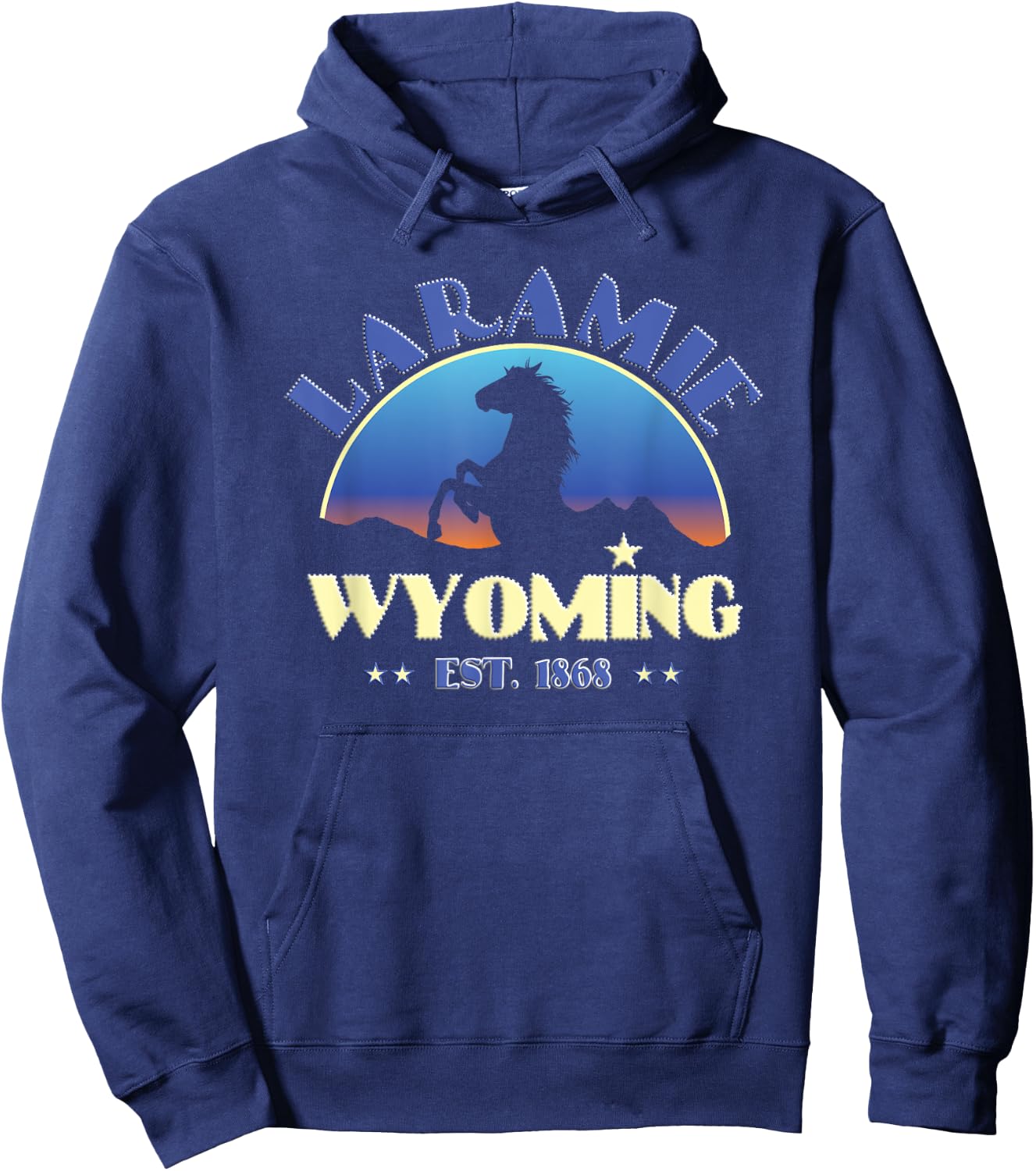 Laramie Wyoming WY Wild Horse Hoodie - Hoodie | Navy