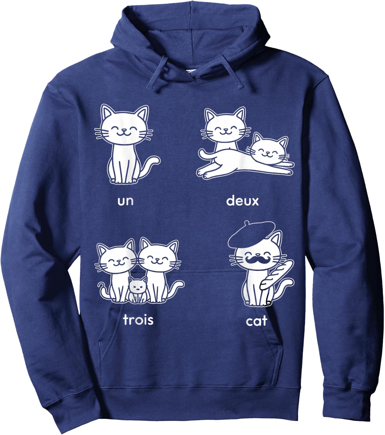 Un Deux Trois Cat Hoodie - Hoodie | Navy