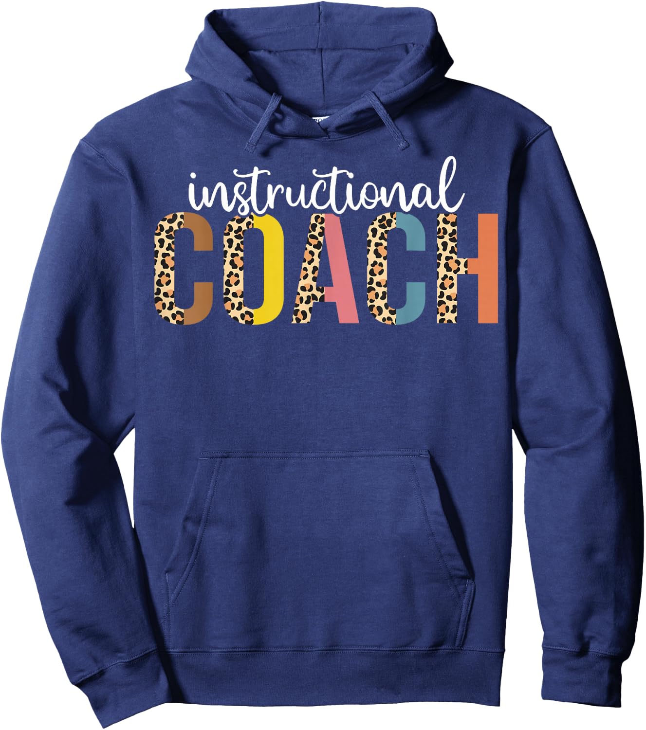 Instructional Coach leopard Back to School Hoodie - Hoodie | Navy
