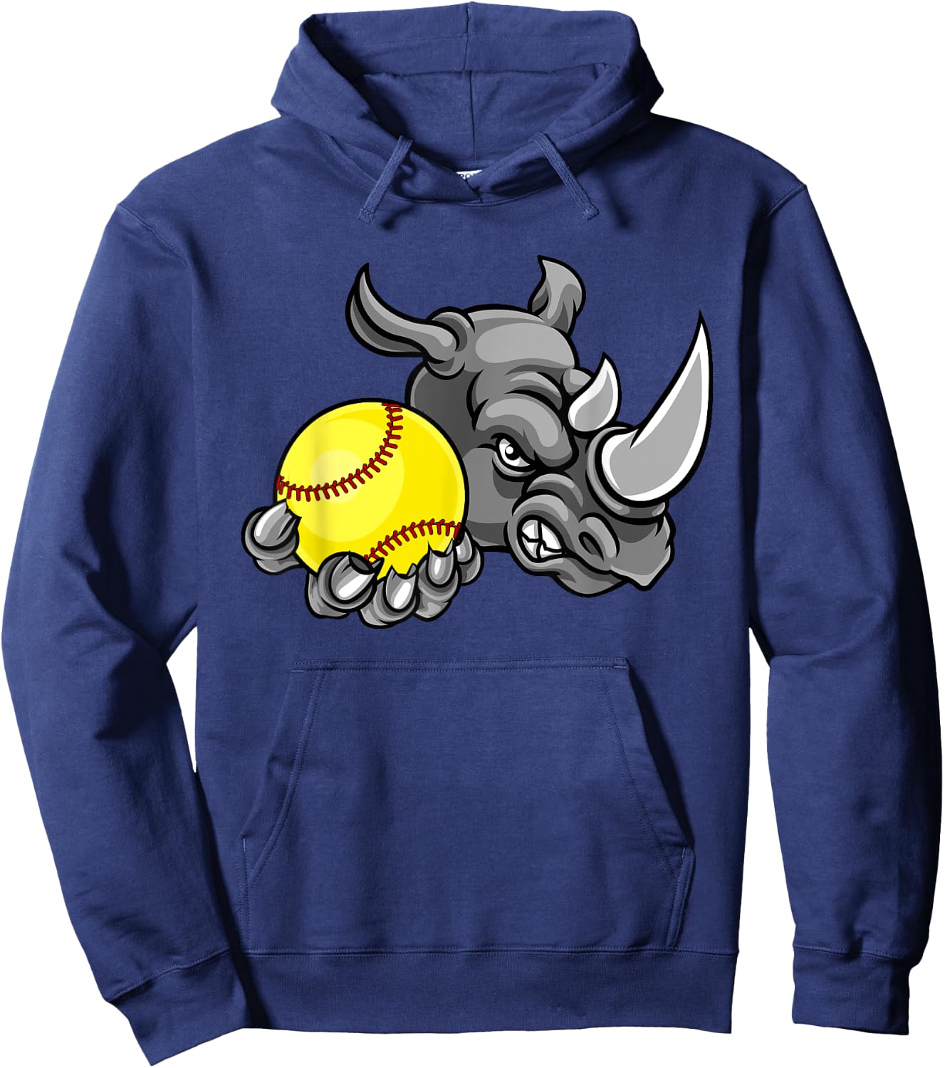 Rhino Softball Animal Cartoon Character Hoodie - Hoodie | Navy