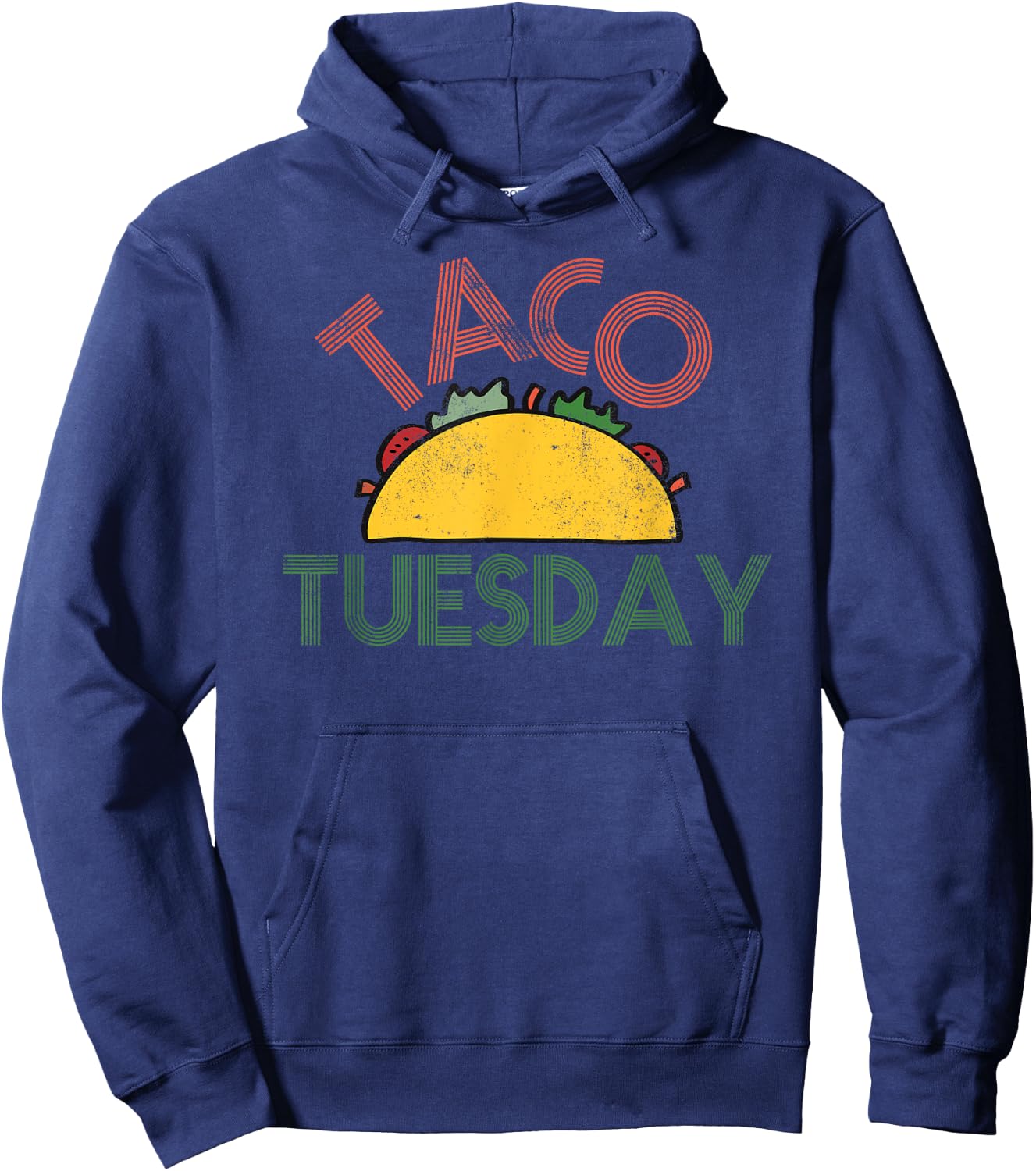 Taco Tuesday Fun Distressed Food Shirt Hoodie - Hoodie | Navy