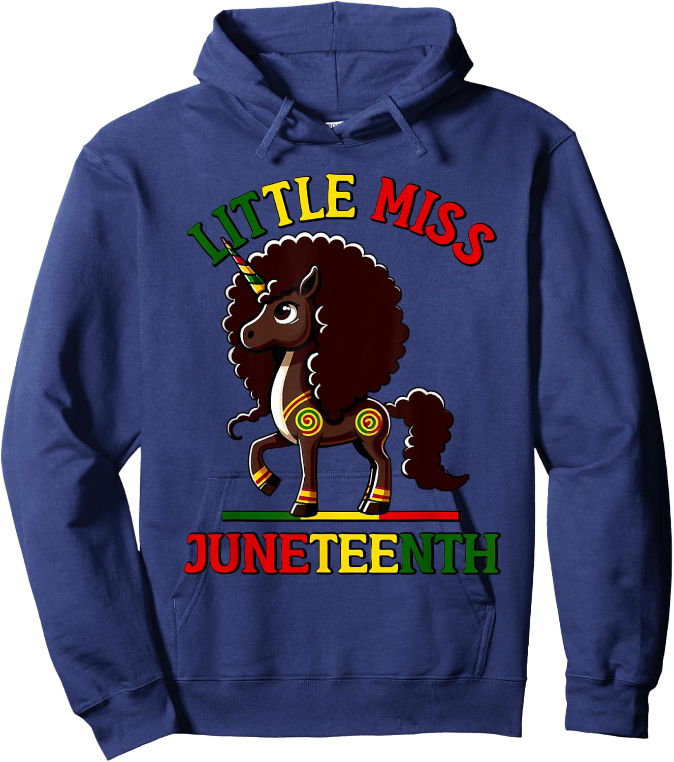 Little Miss Juneteenth 2025 Unicorn Hoodie - Hoodie | Navy