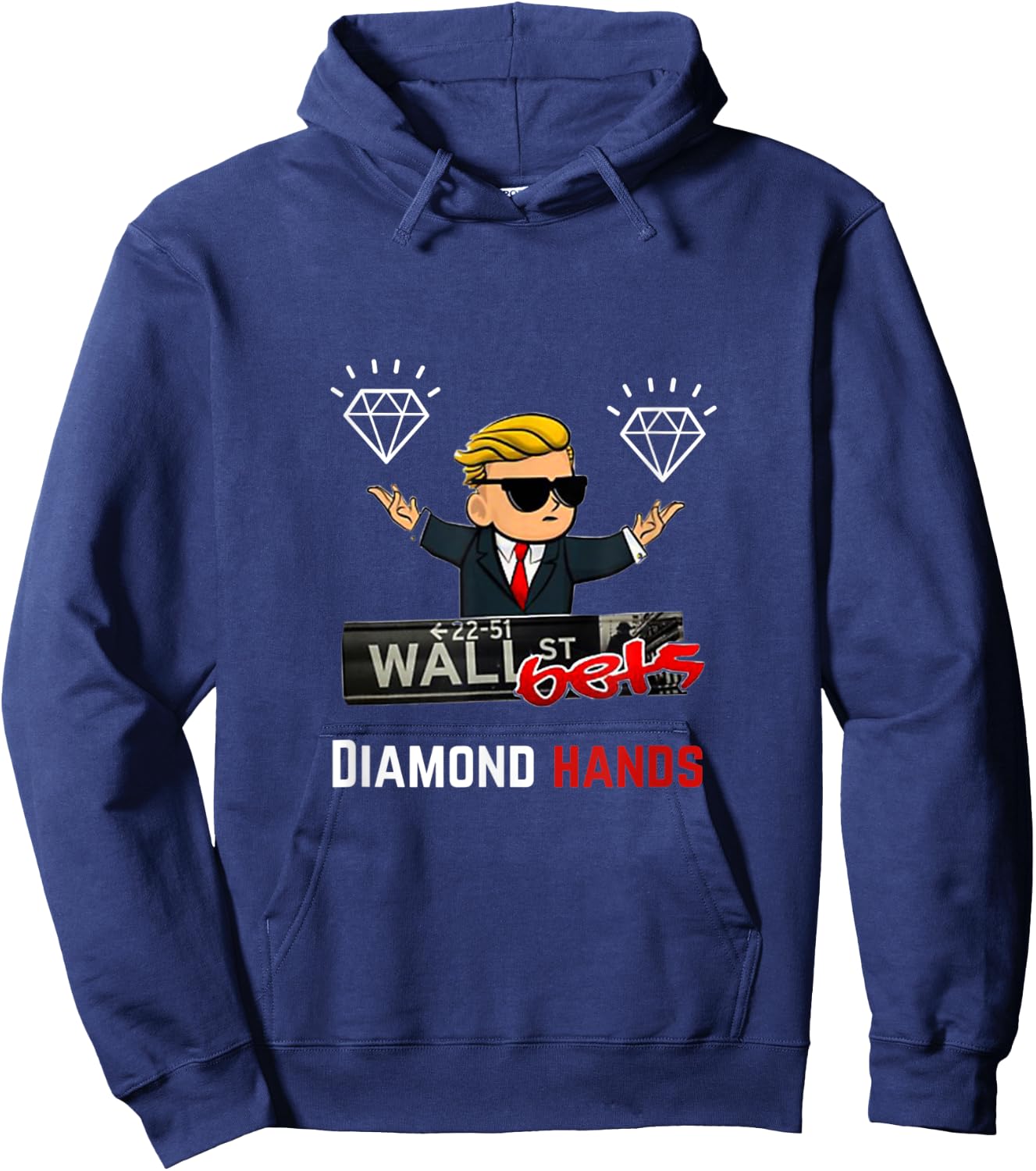 Wall Street Bets Diamond Hands Hoodie - Hoodie | Navy