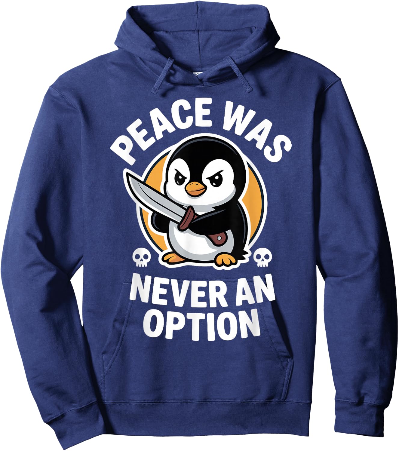 Funny Peace was Never an Option Chaotic Penguin Hoodie - Hoodie | Navy
