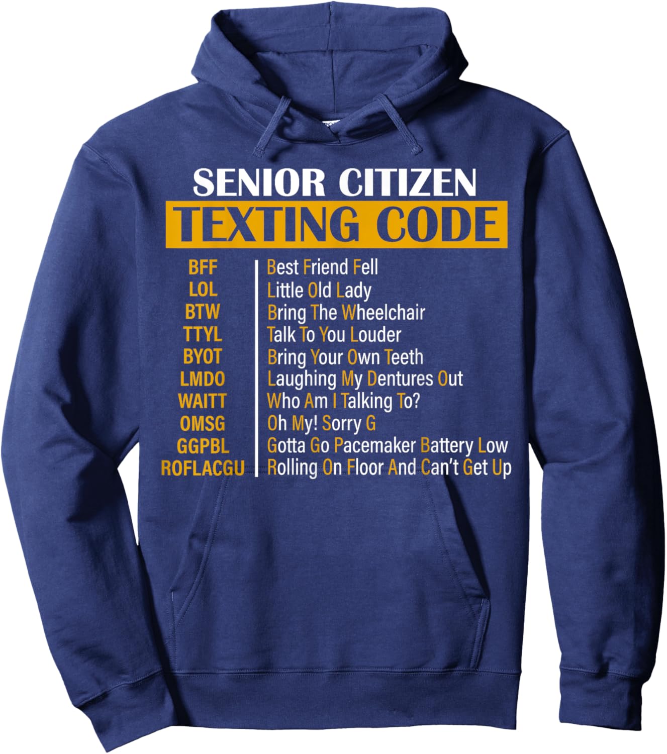 Senior Citizen Texting Code Hoodie - Hoodie | Navy