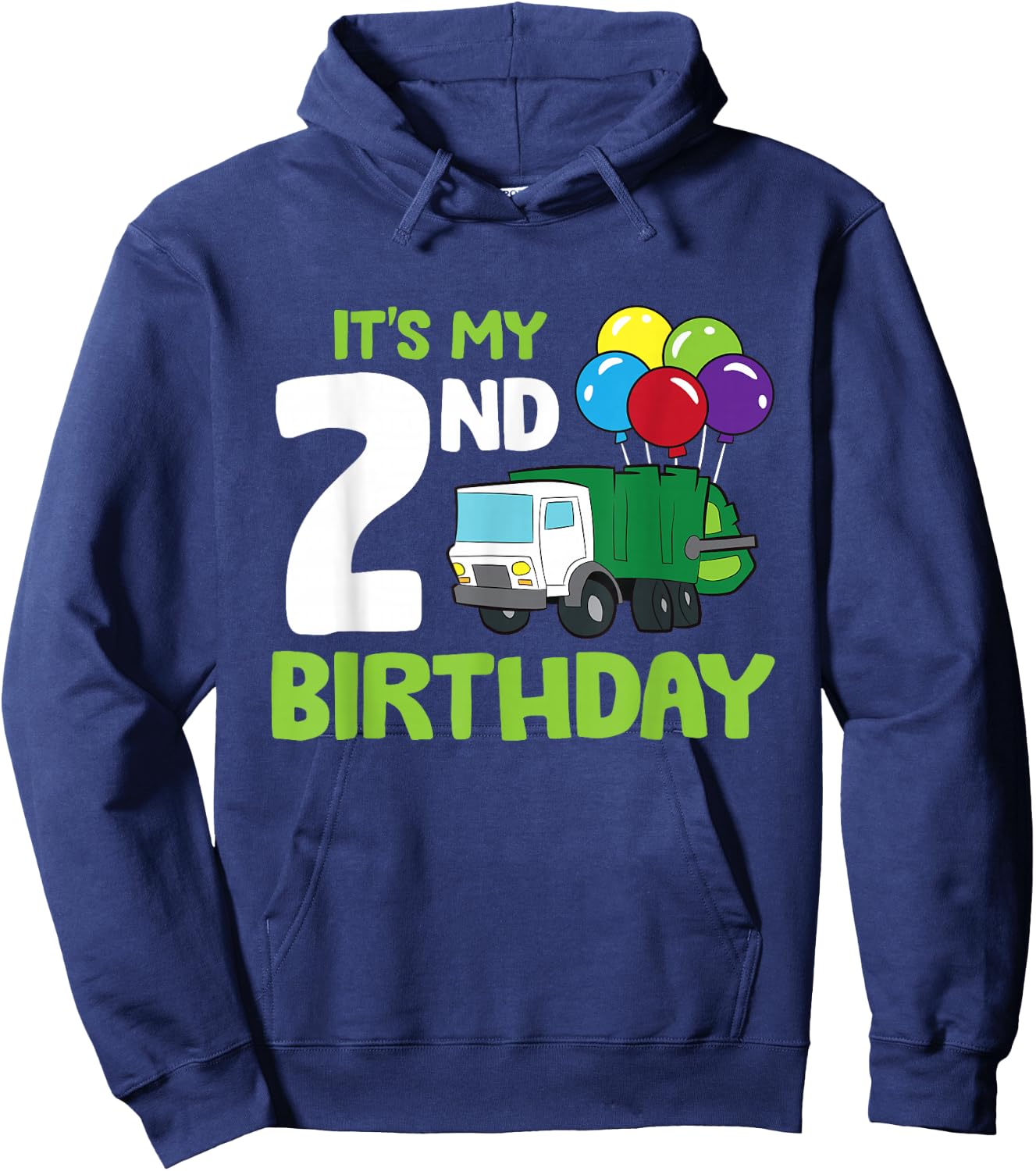 It's My 2nd Birthday Garbage Truck 2nd Birthday Hoodie - Hoodie | Navy