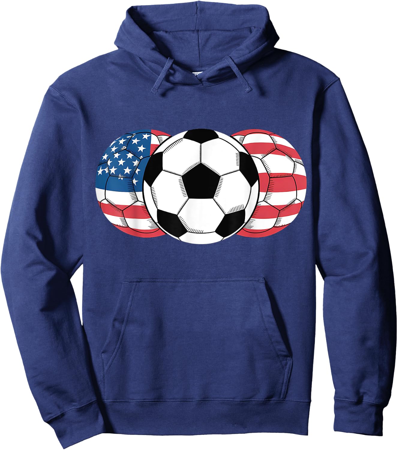 Soccer Red White Blue American Flag 4th of July Hoodie - Hoodie | Navy