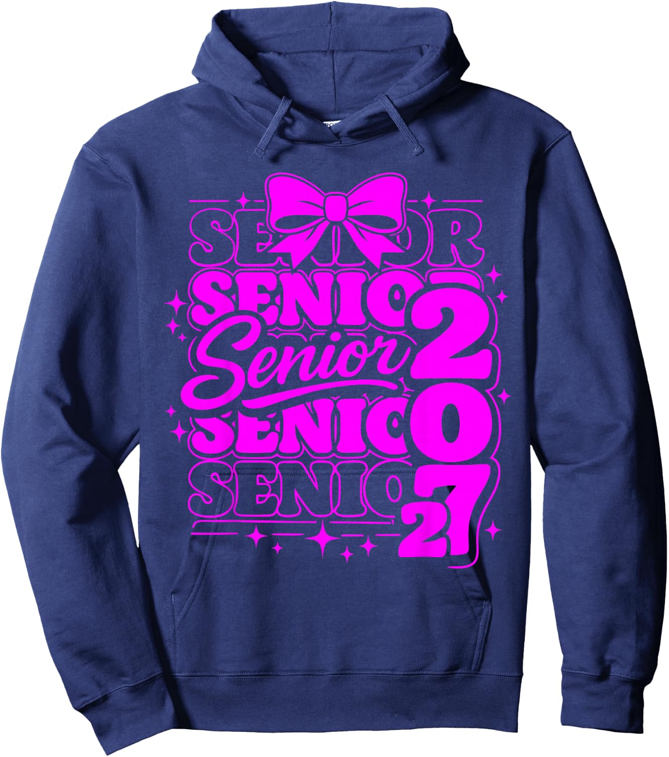Senior Class of 2027 Coquette Bow Graduation Hoodie - Hoodie | Navy