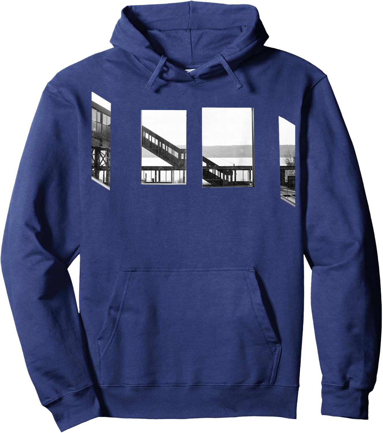 Black and White Industrial Urban Street -Shirt Hoodie - Hoodie | Navy