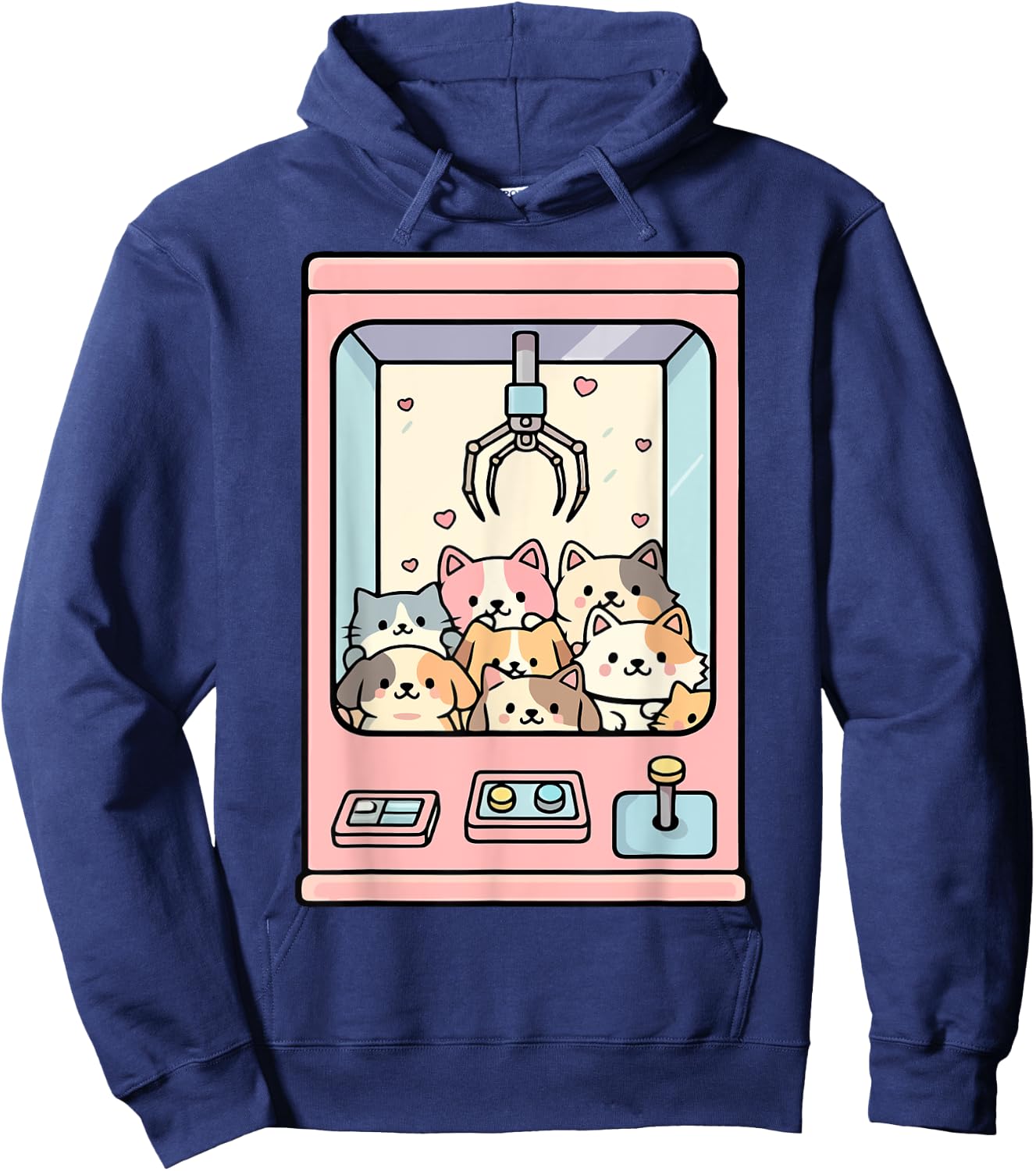 Kawaii Cat Toy Crane Claw Machine Hoodie - Hoodie | Navy