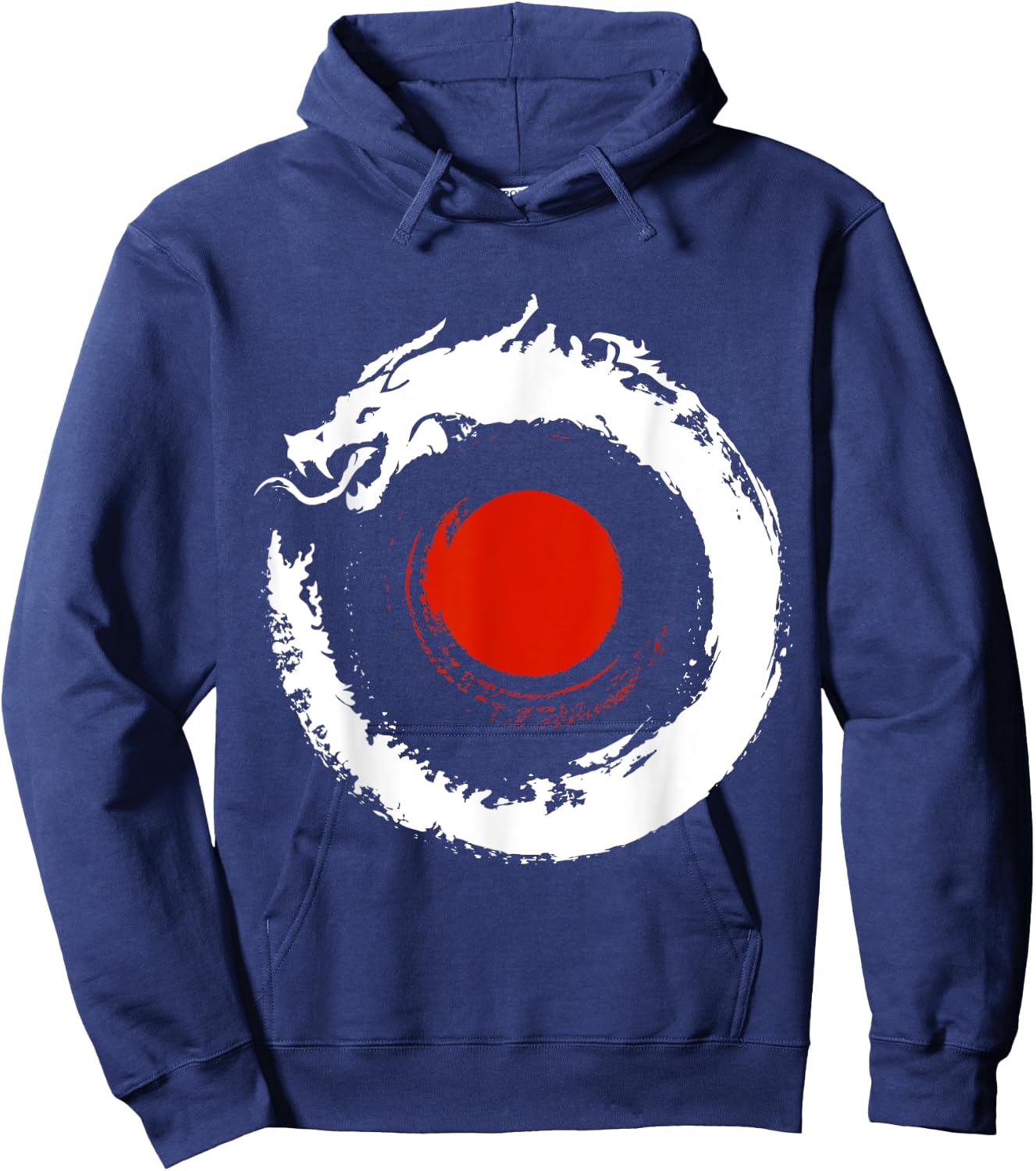Dragon In Japanese Zen Buddhist Enso Circle Hoodie - Hoodie | Navy