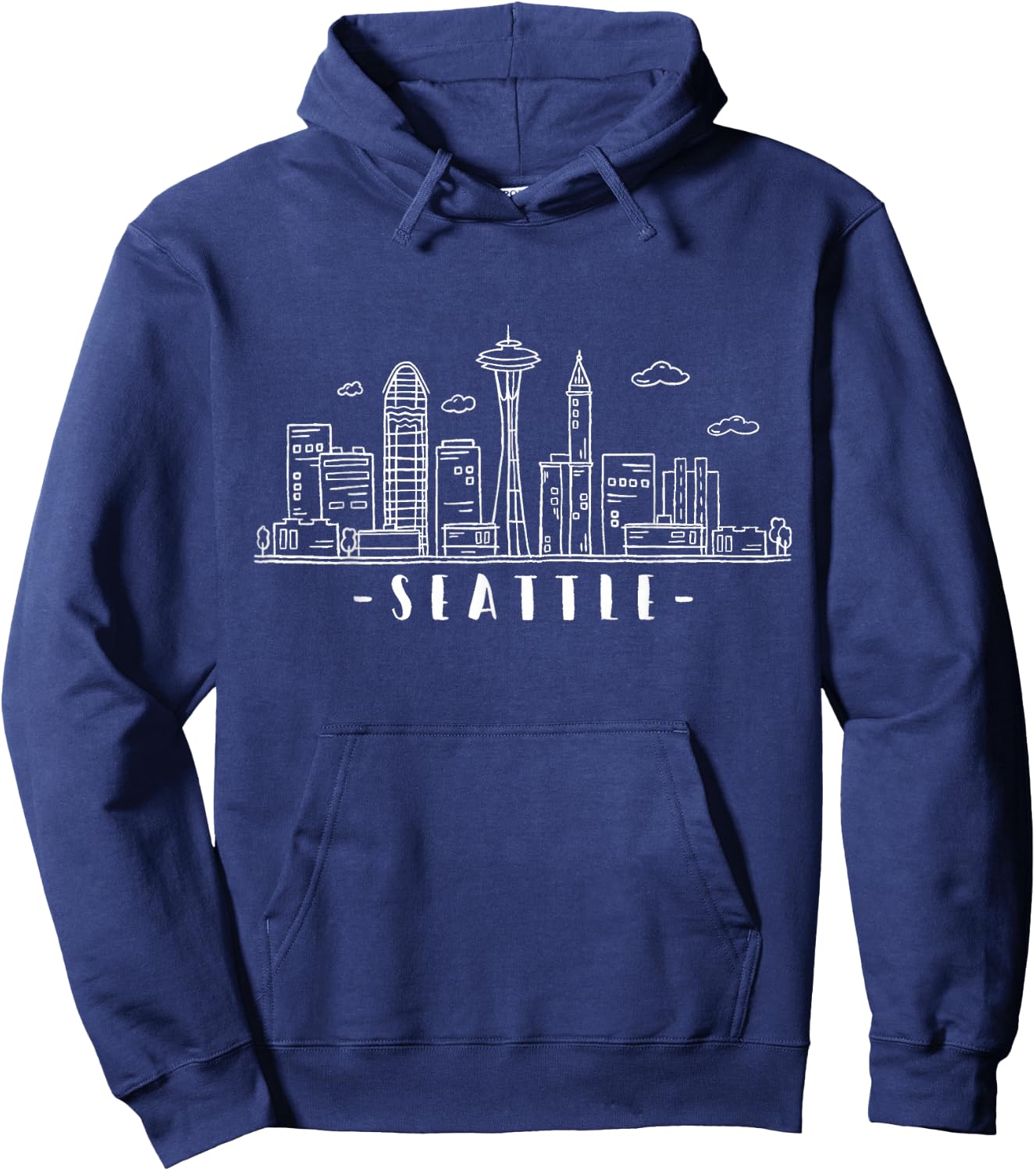 Seattle Skyline Washington PNW Vintage Hoodie - Hoodie | Navy