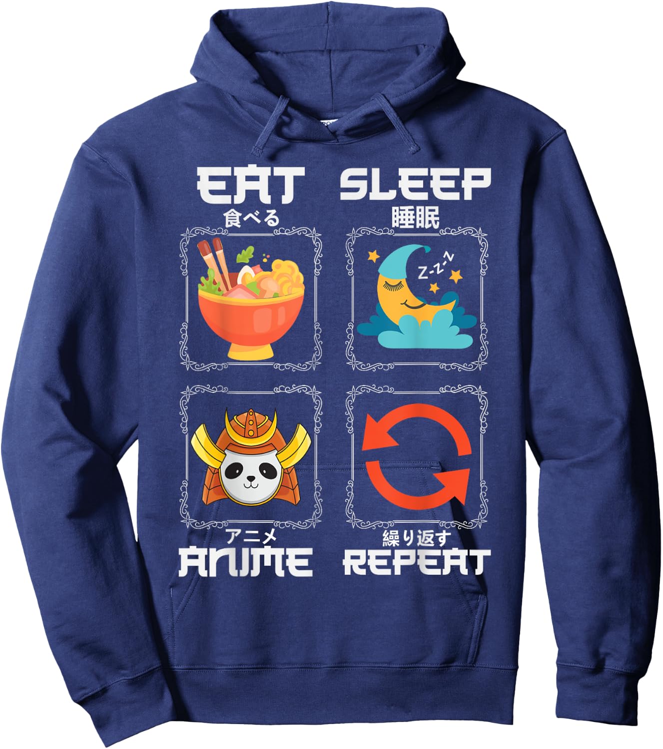 Eat Sleep Anime Repeat Graphic For Anime Fans Hoodie - Hoodie | Navy