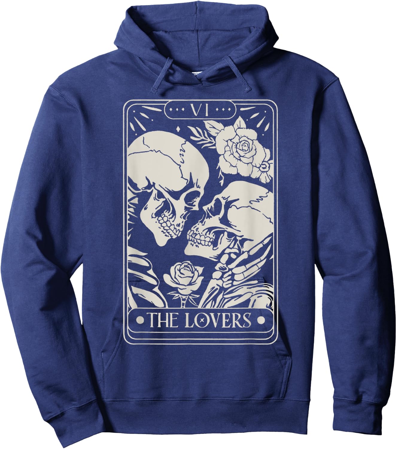 The Lovers Tarot Card Skeletons Kissing In Love Hoodie - Hoodie | Navy