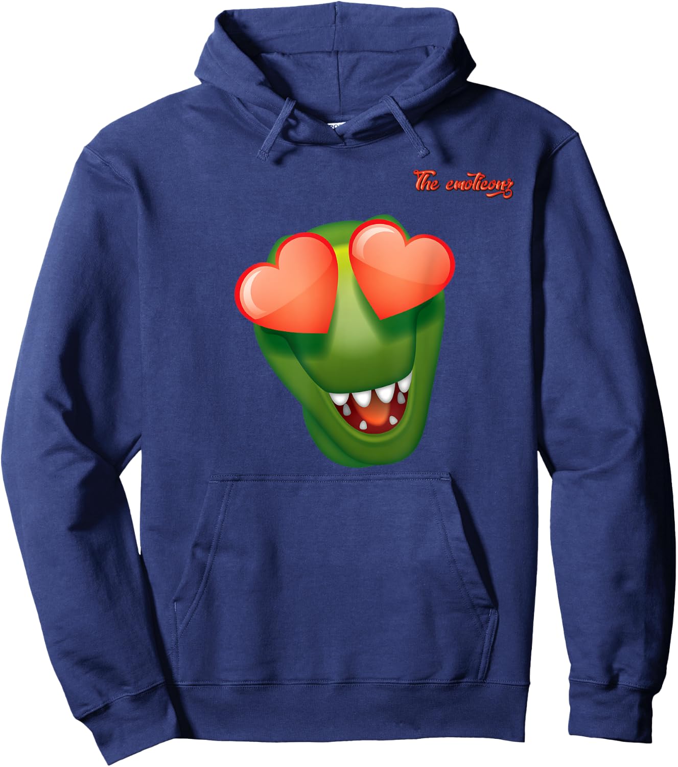 Emoji Happy Love Eyes Dinosaur Face Hoodie - Hoodie | Navy