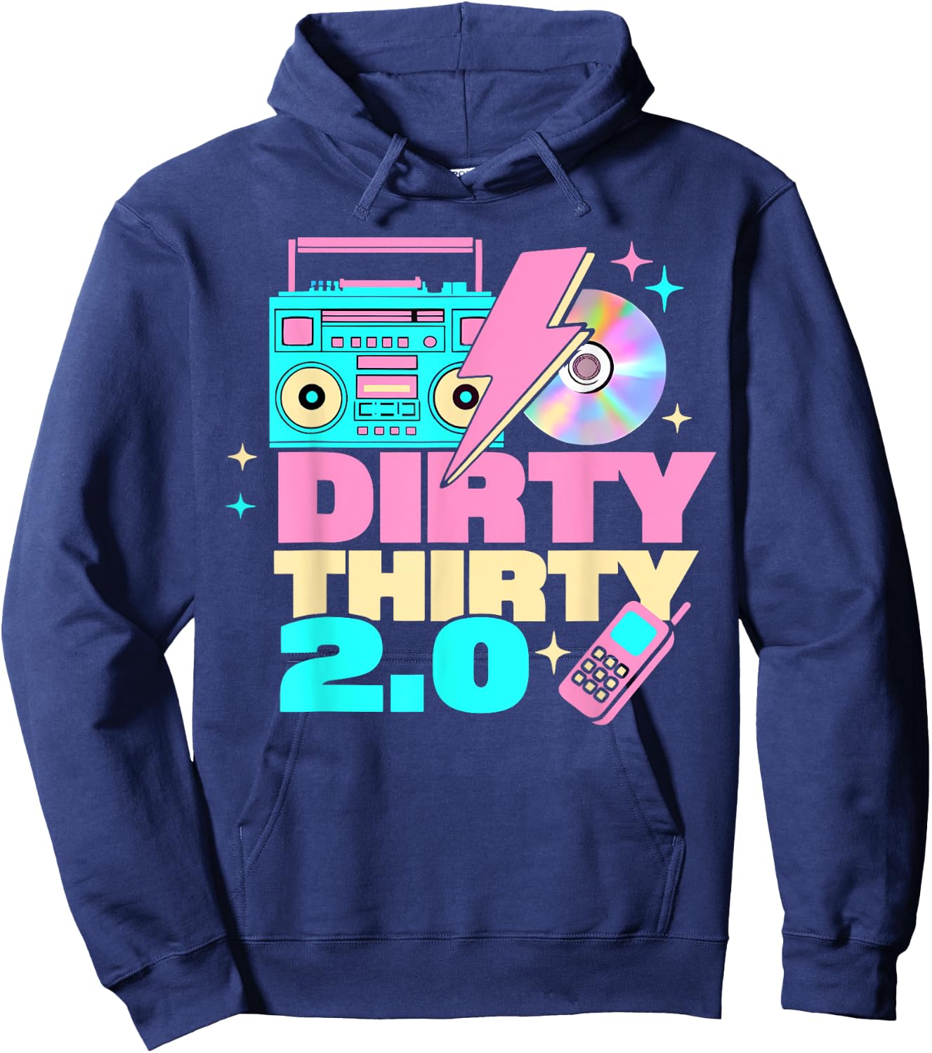 Dirty Thirty 2.0 60th Birthday Fun Retro Hoodie - Hoodie | Navy
