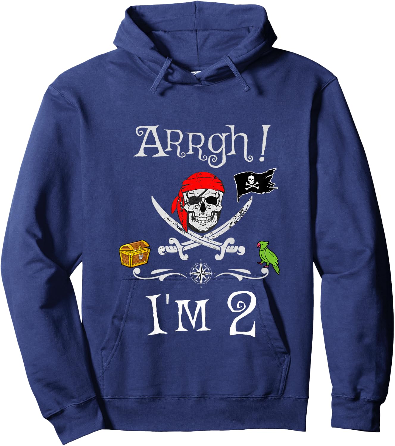Arrgh I'm 2 Pirate Birthday 2 Year Old Birthday Hoodie - Hoodie | Navy
