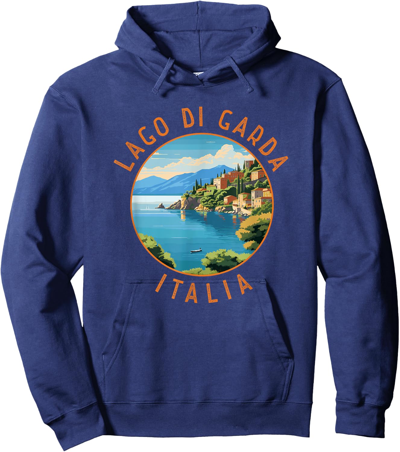Lago di Garda Italia Retro Distressed Circle Hoodie - Hoodie | Navy