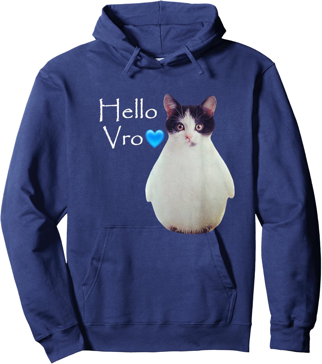 Funny Vro Cat Meme Hello Vro Hoodie - Hoodie | Navy