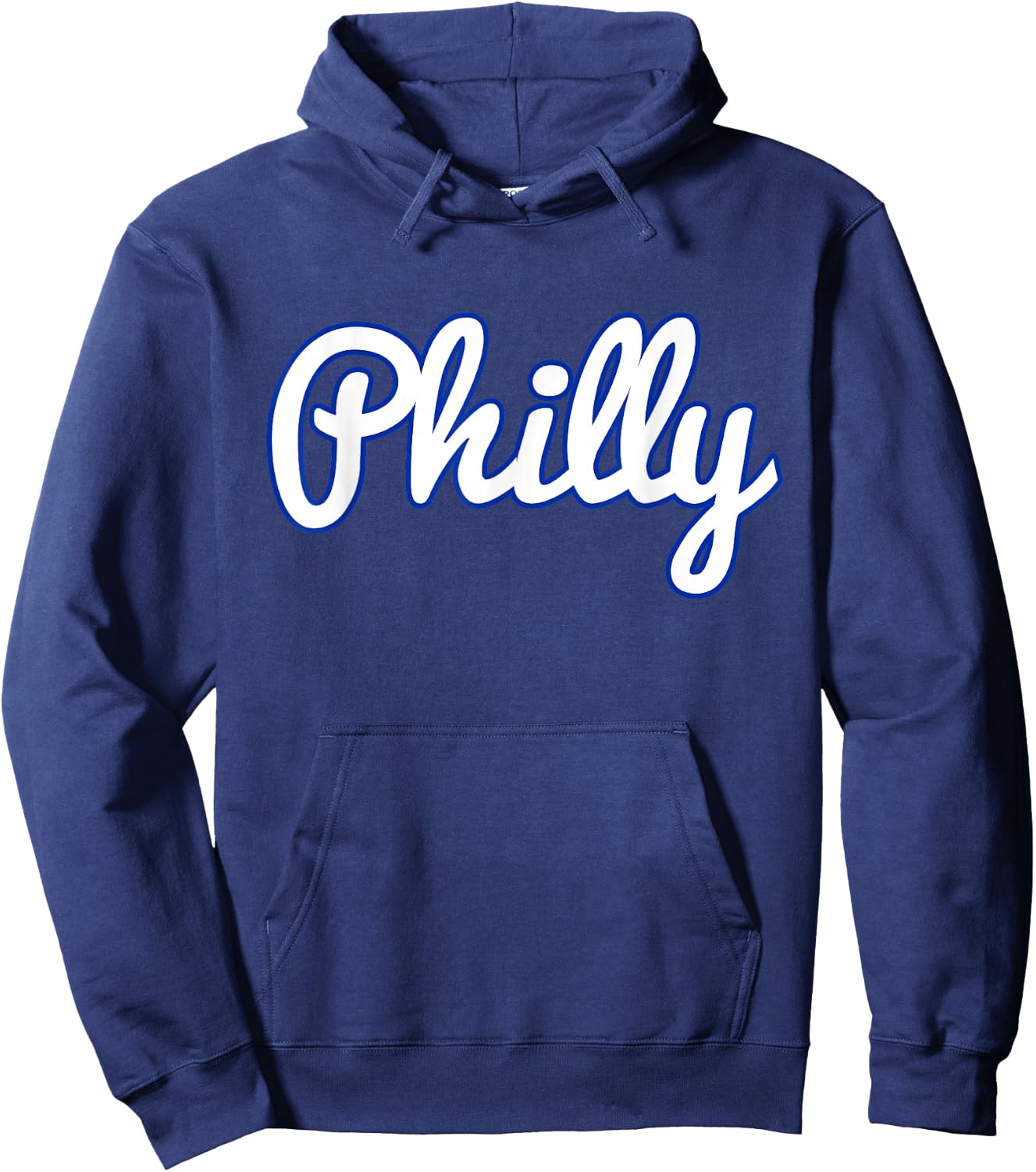 Script Philly White Blue Logo Philadelphia PA Hoodie - Hoodie | Navy
