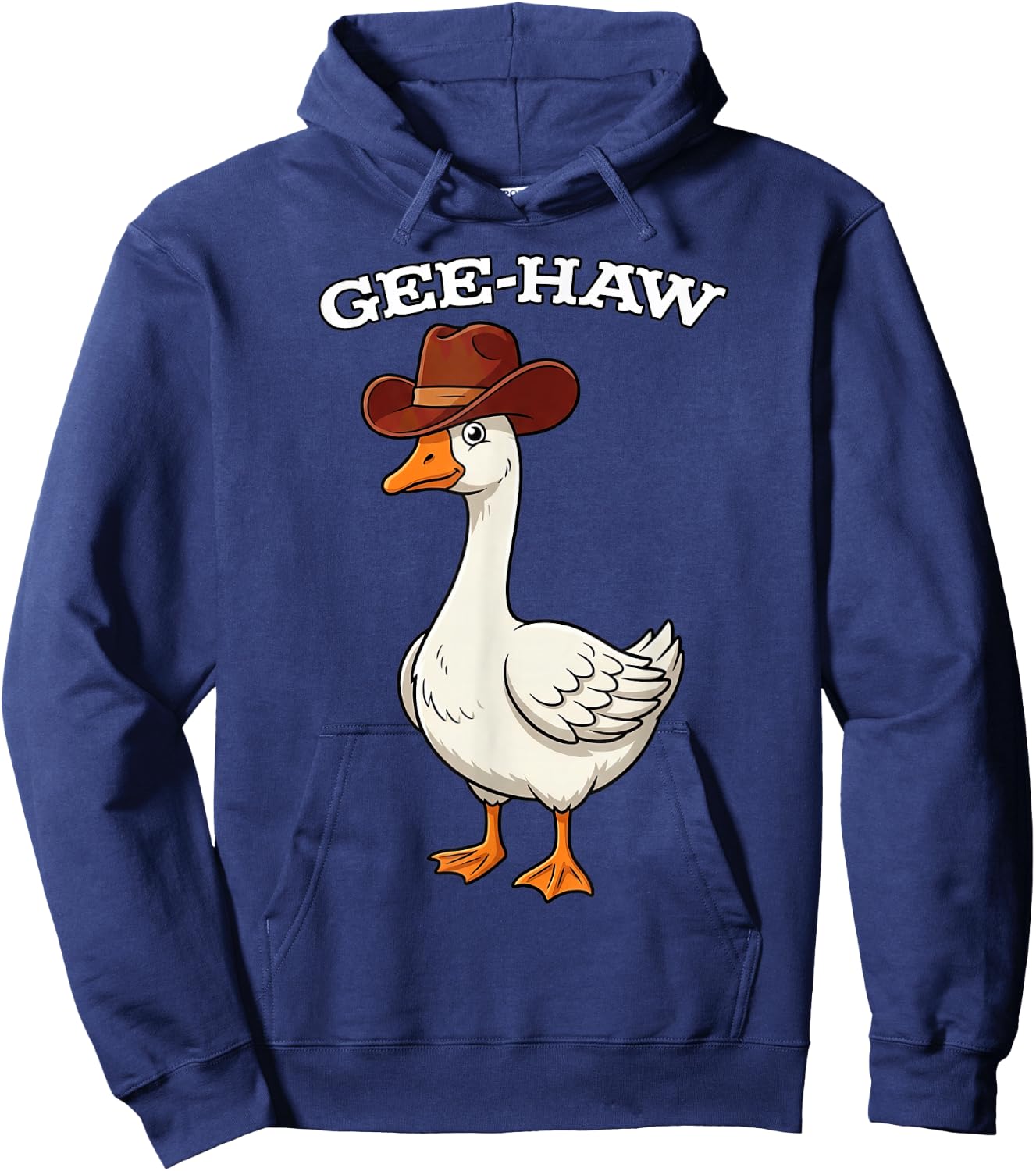 Gee-Haw Cute Goose Cowboy Western Pun Lover Hoodie - Hoodie | Navy