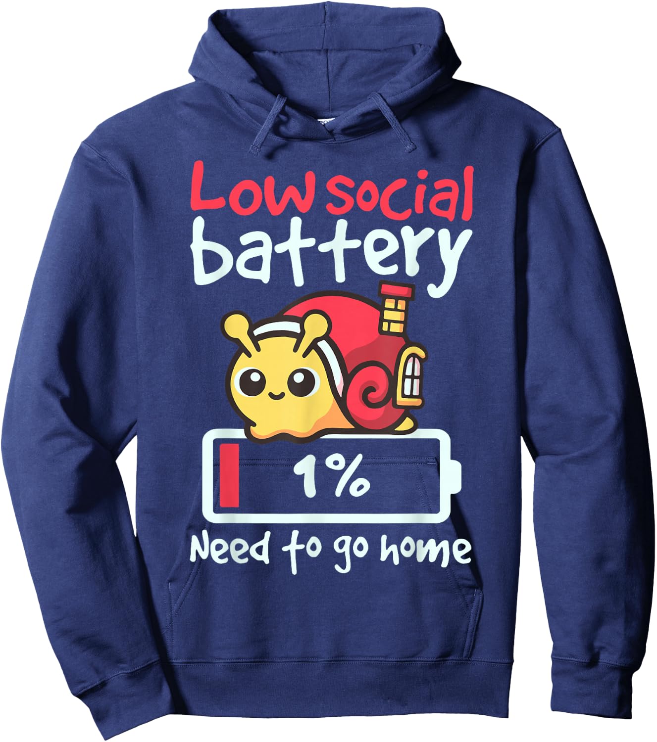 Snail Low Social Battery Need To Go Home Hoodie - Hoodie | Navy