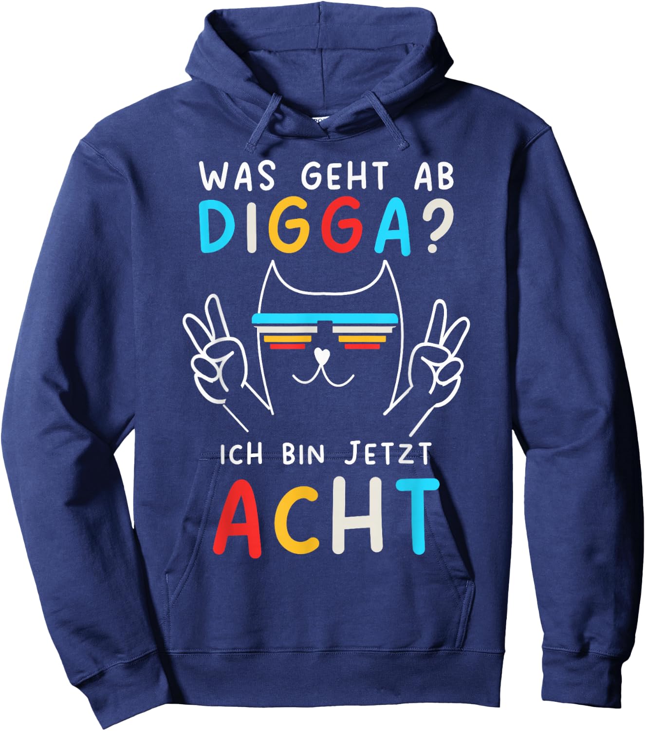 8 Years Birthday Boy Digga Ich Bin Echt , black Hoodie - Hoodie | Navy
