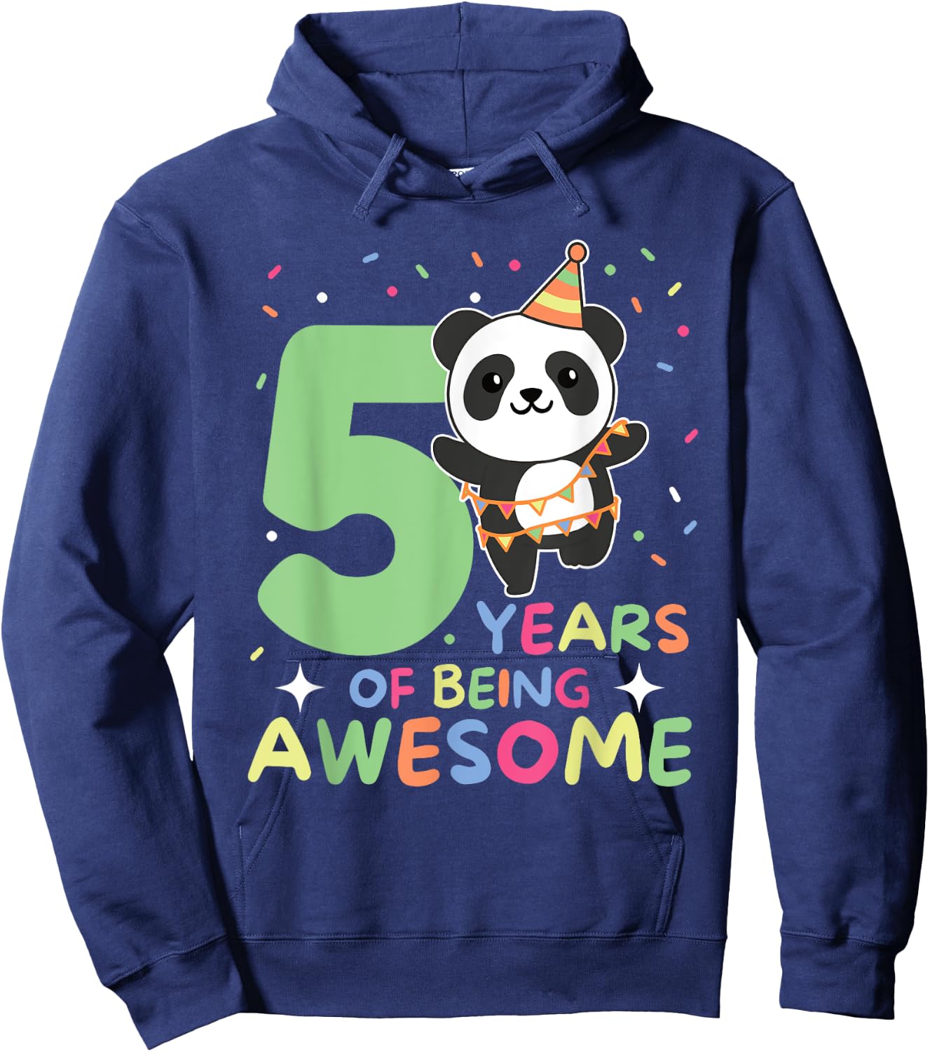 Panda 5th Birthday For Kids Five Year Old Panda Hoodie - Hoodie | Navy