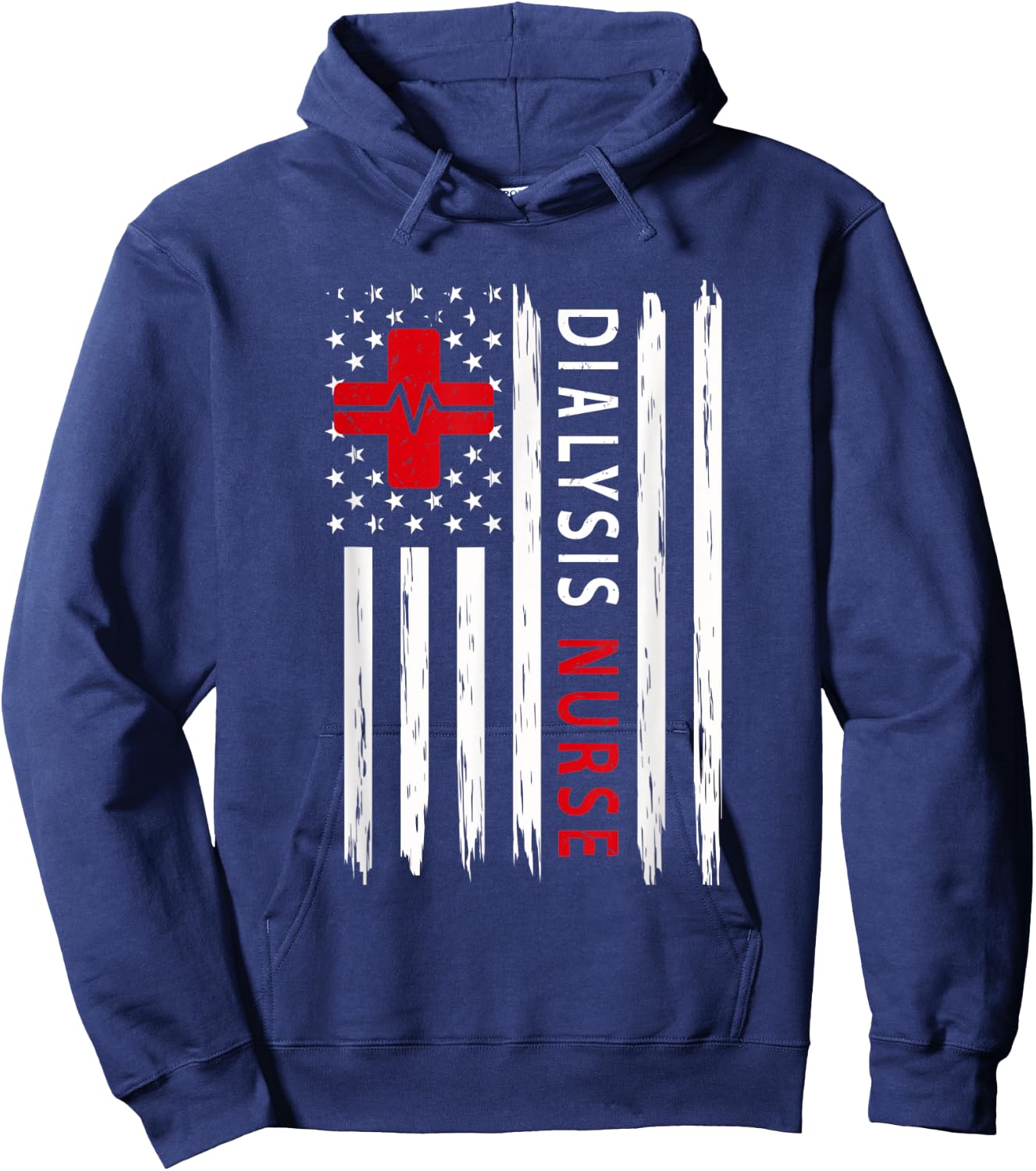 Dialysis Nurse Patriotic Nurses Gifts USA Flag Hoodie - Hoodie | Navy