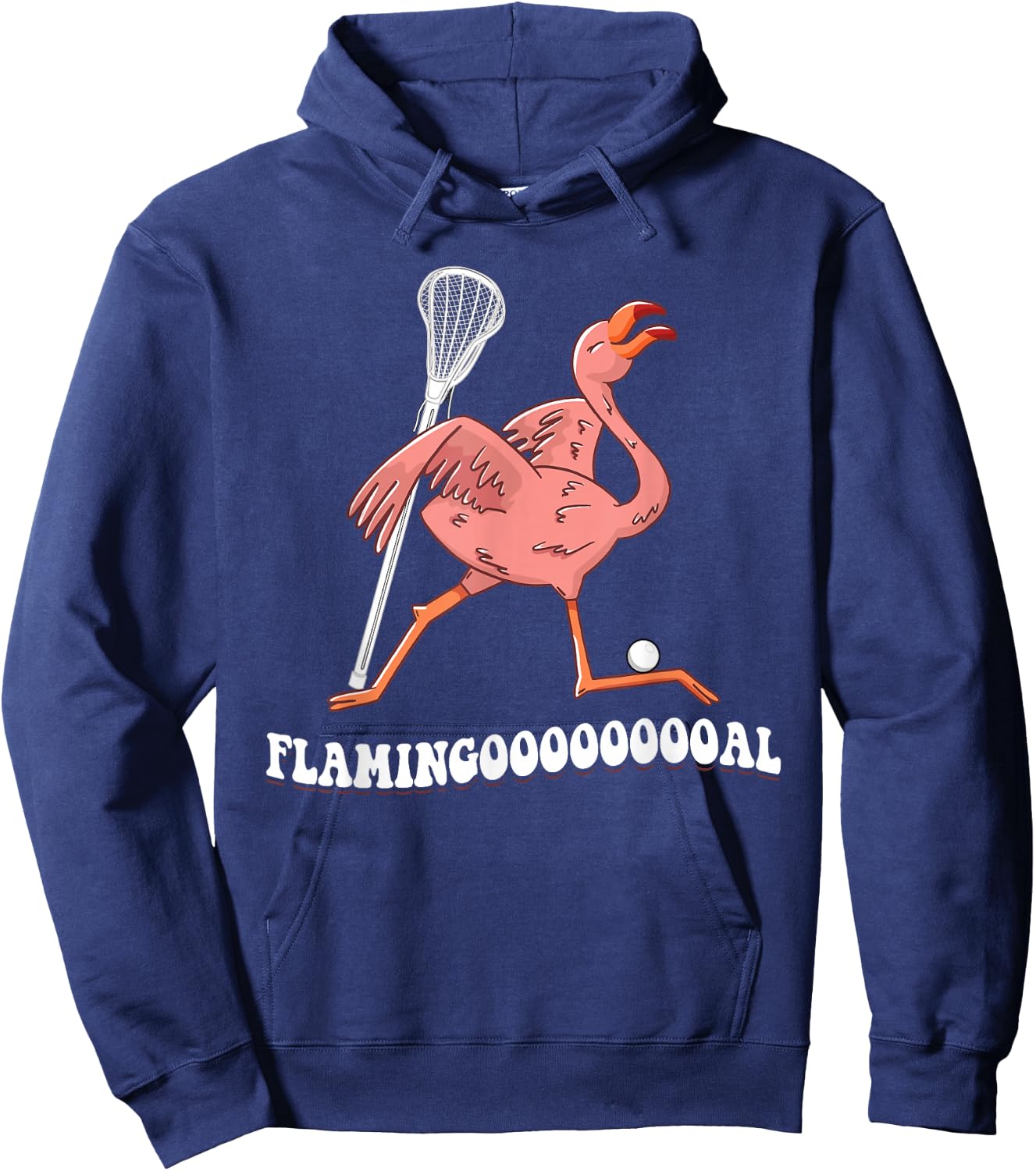 Flamingooooal Flamingo Throwing Lacrosse Ball Hoodie - Hoodie | Navy