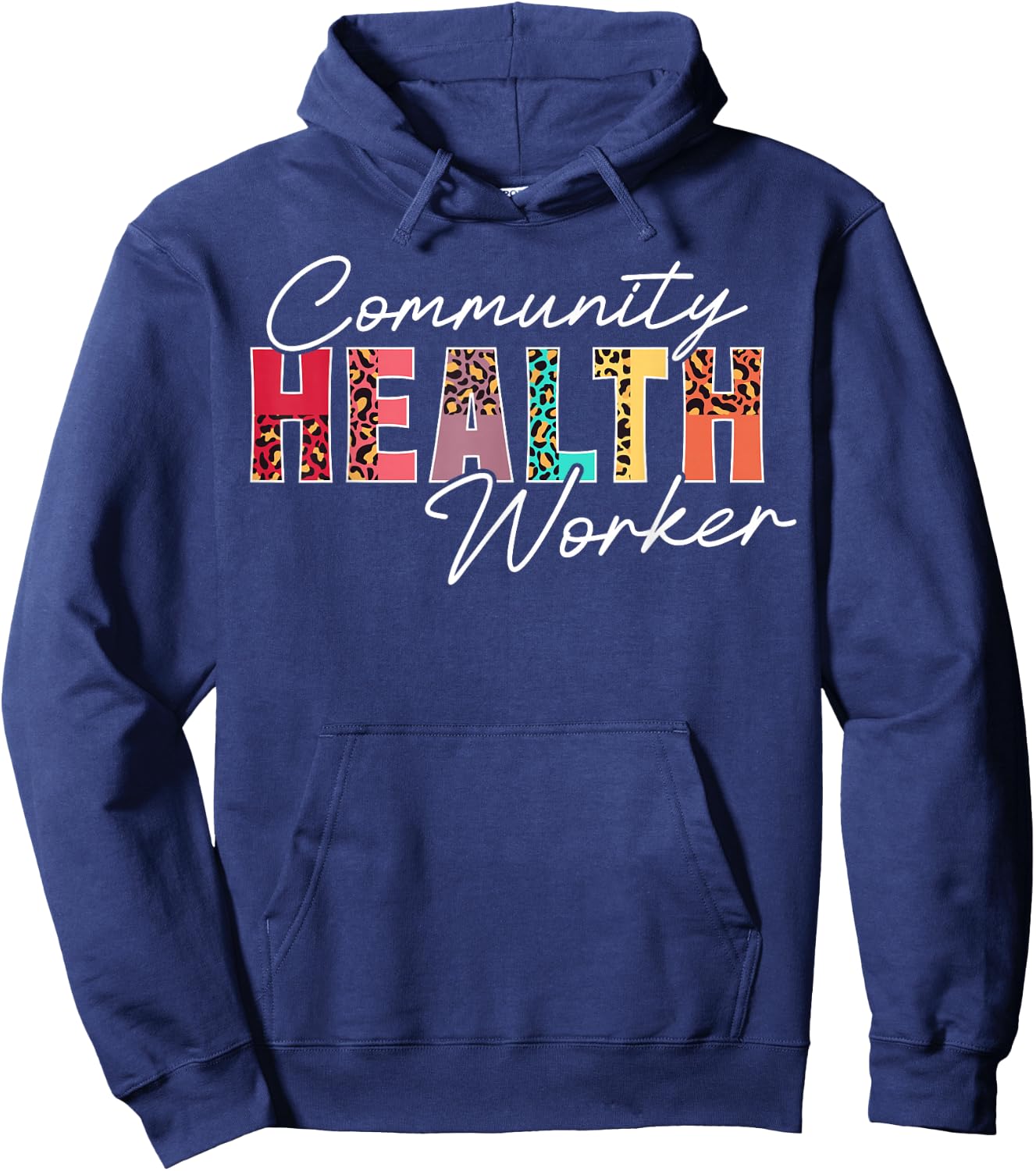 Community Health Worker Appreciation Leopard Hoodie - Hoodie | Navy