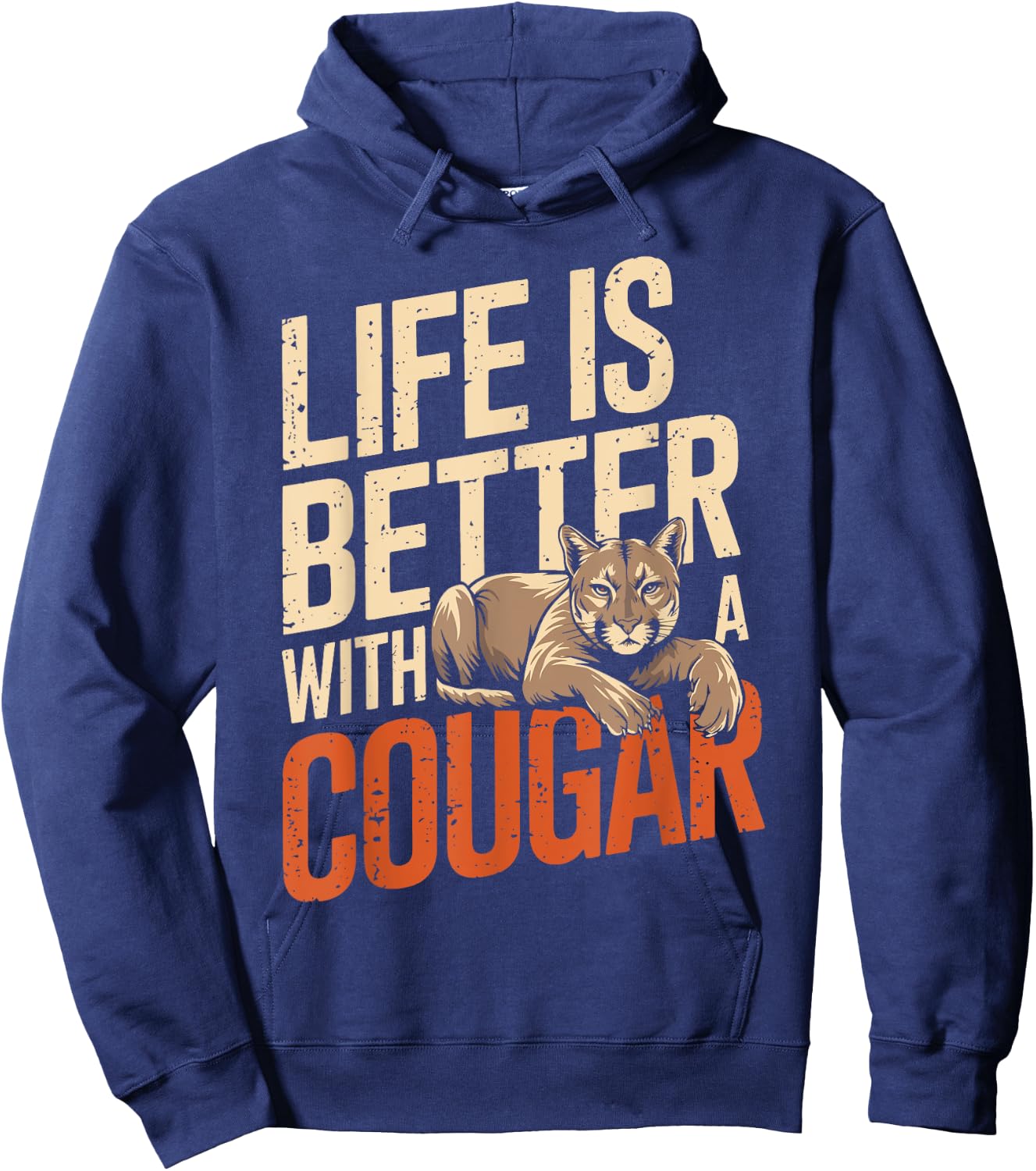 Life Is Better With A COUGAR Funny Animal Lover Hoodie - Hoodie | Navy