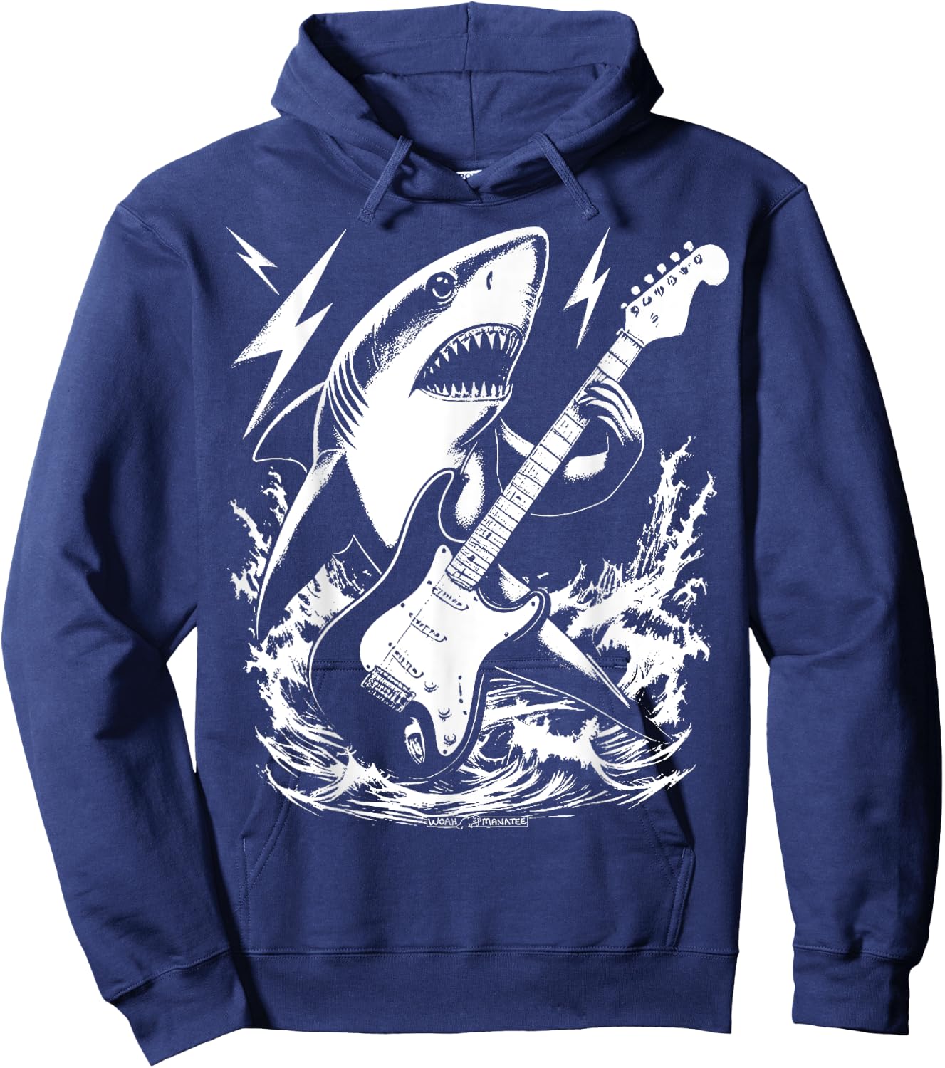 Rockin’ Shark Playing Electric Guitar Hoodie - Hoodie | Navy