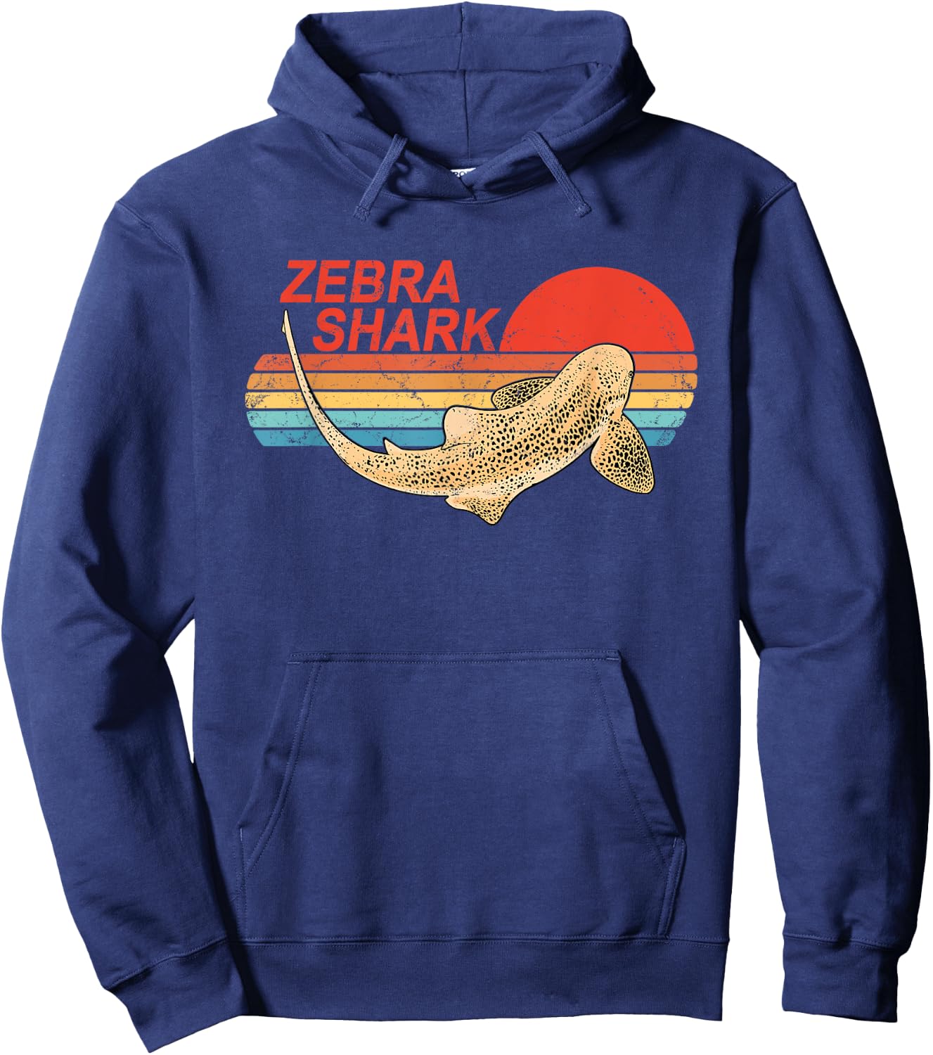 Vintage Sunset Zebra Shark Hoodie - Hoodie | Navy