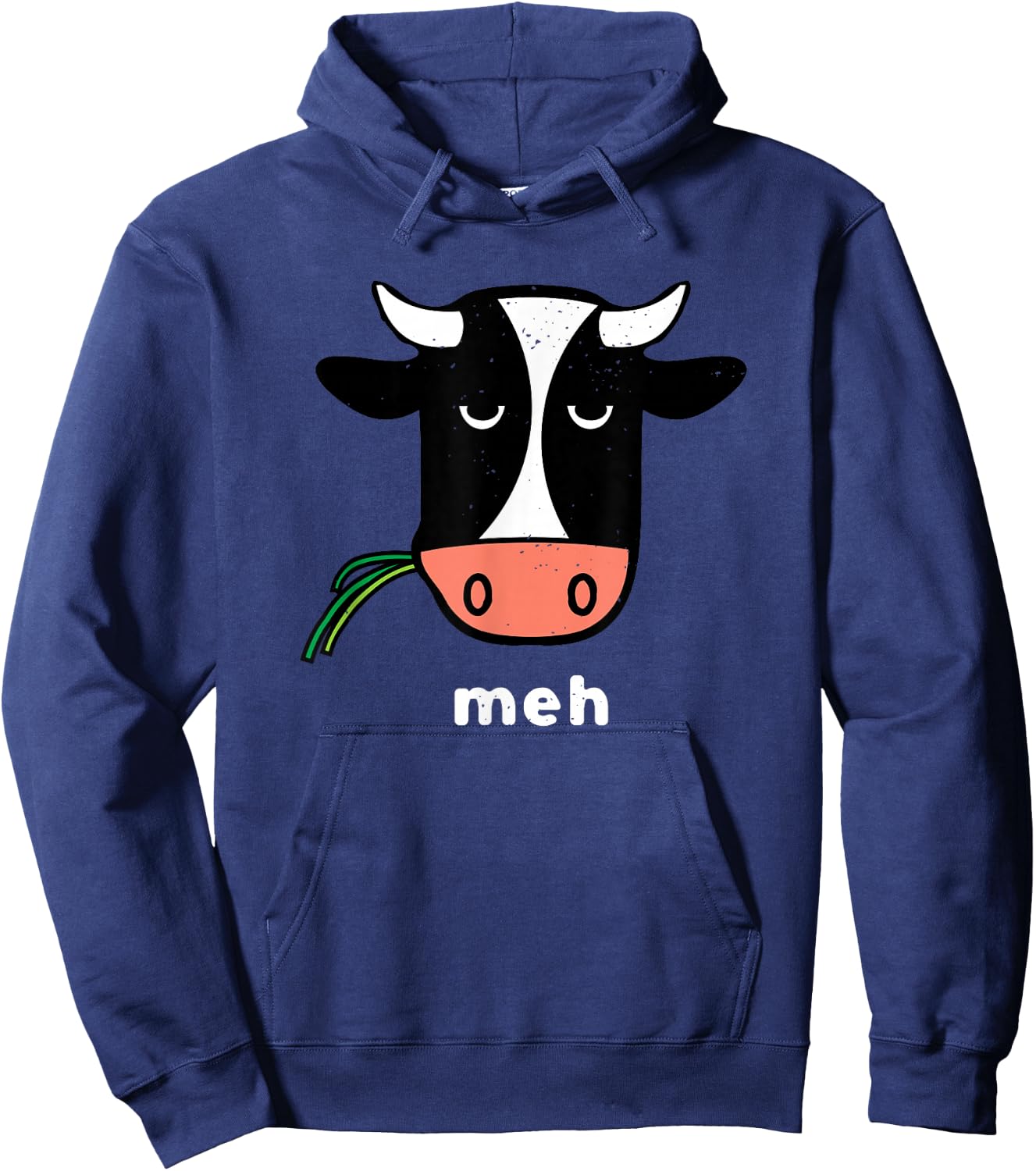 Meh Cow Not In The Mood Cow Funny Grumpy Cow Hoodie - Hoodie | Navy