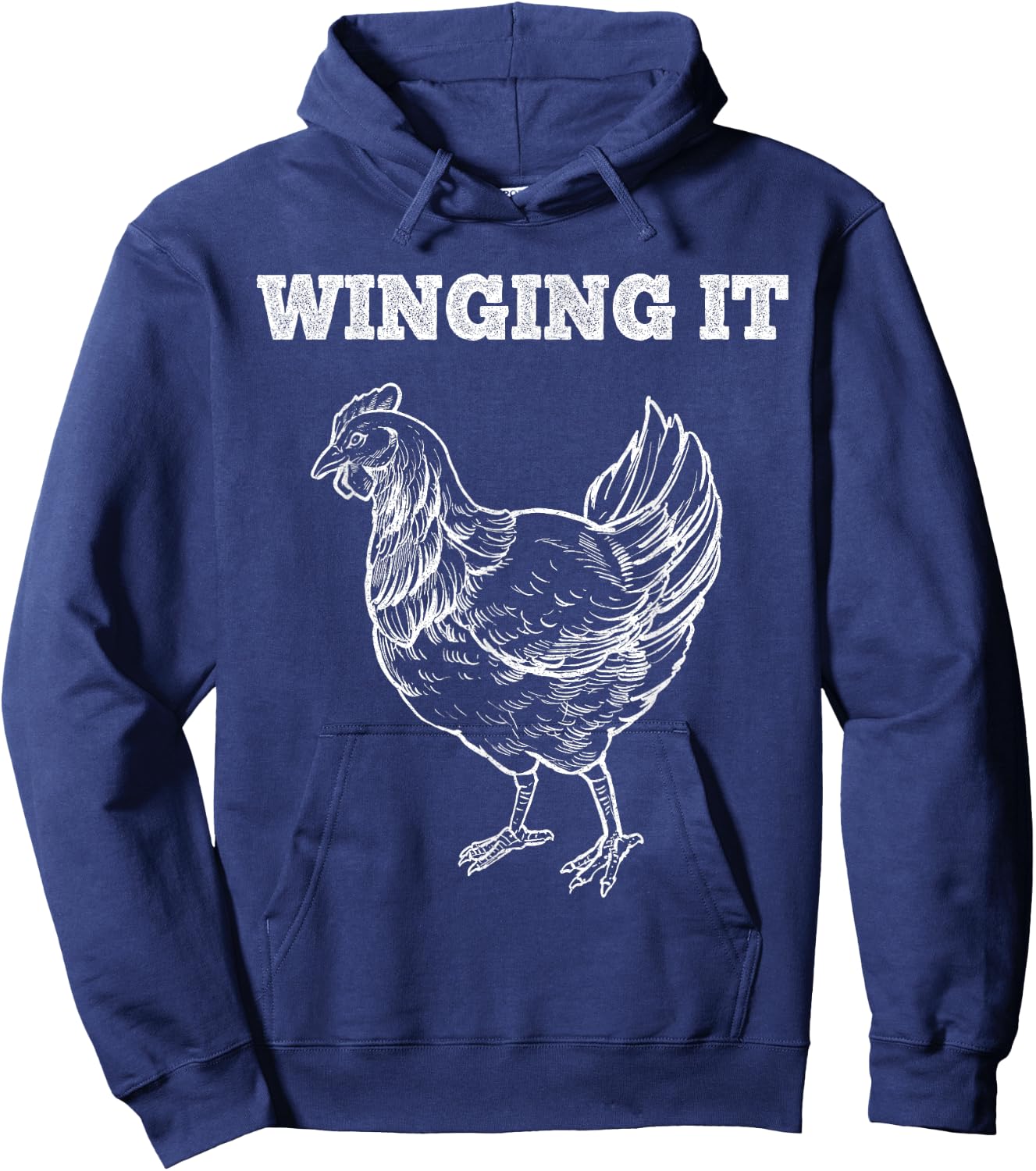 Winging It Funny Chicken Wings Lovers Quote Hoodie - Hoodie | Navy