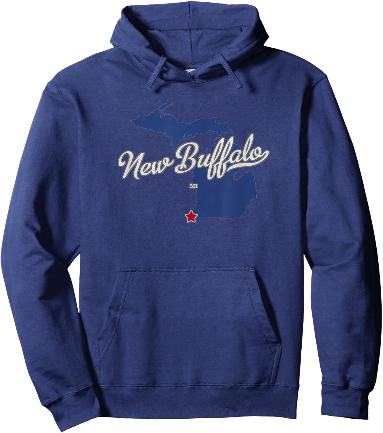 New Buffalo Michigan MI Map Hoodie - Hoodie | Navy